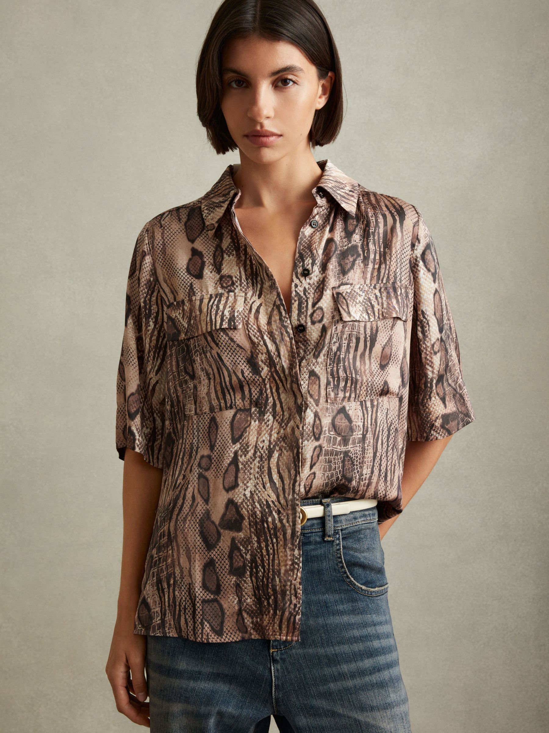 Maya Neutral Snake Print Shirt