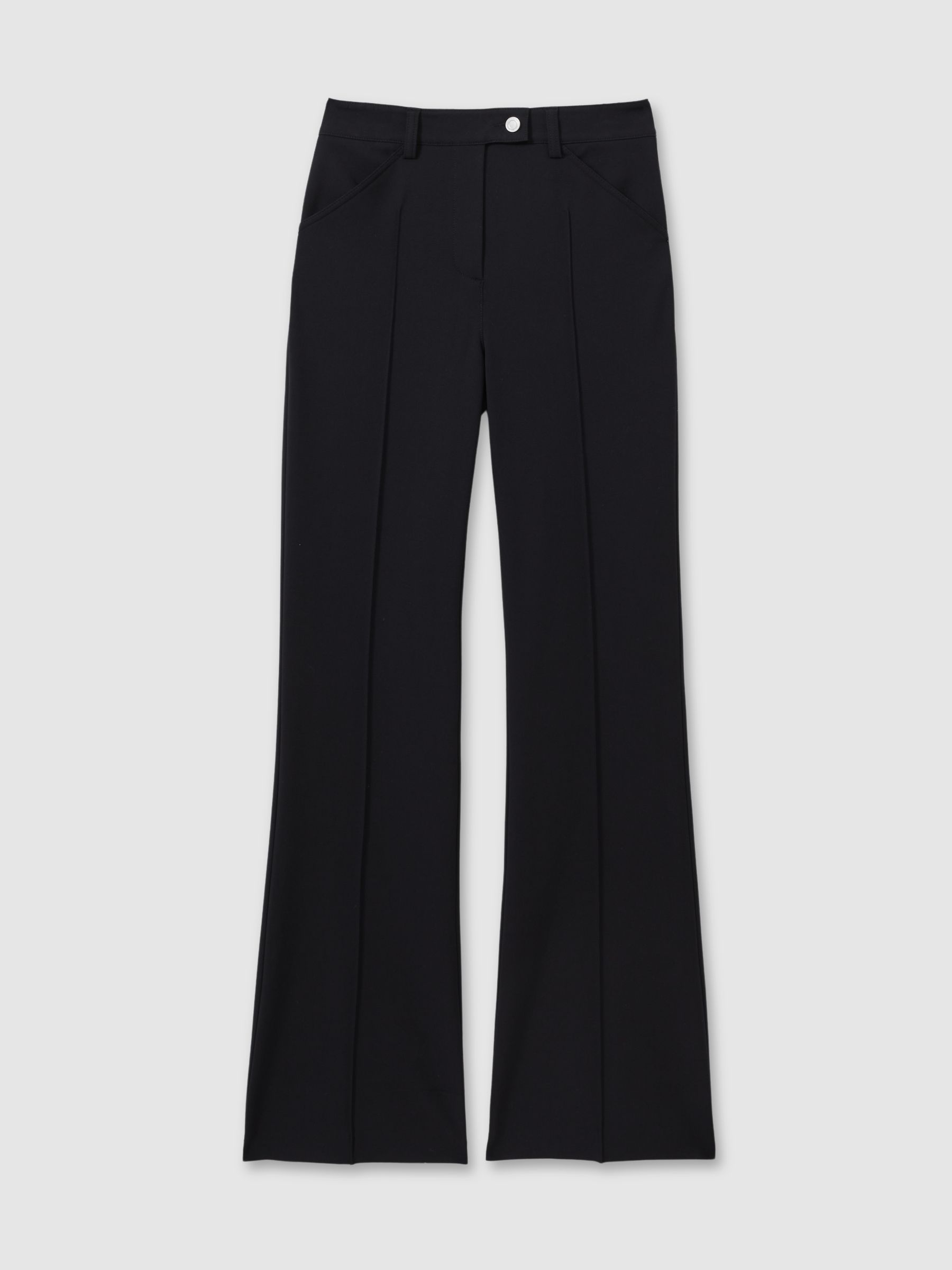 High Rise Flared Trousers in Navy