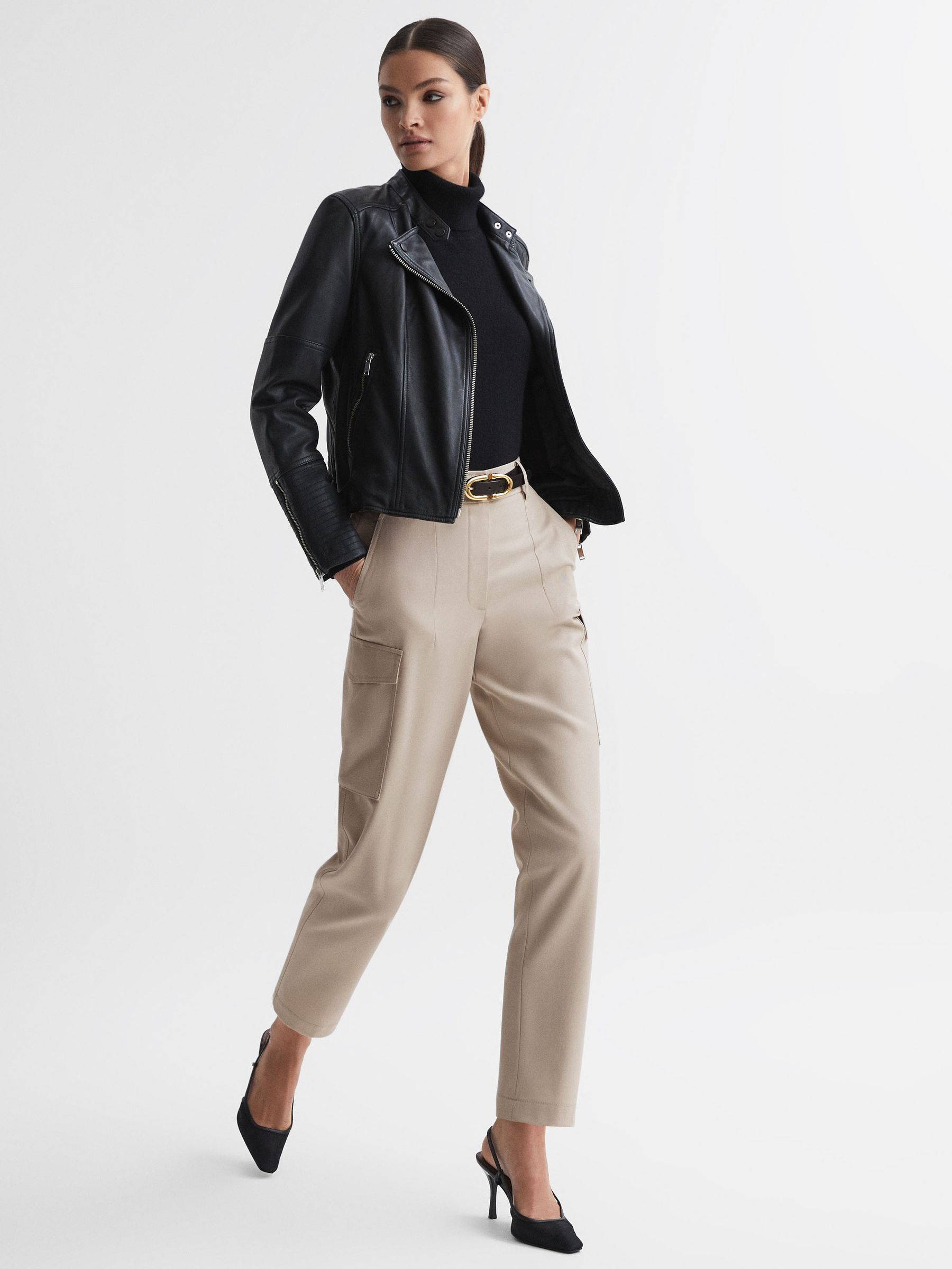 Mid Rise Cargo Trousers in Neutral