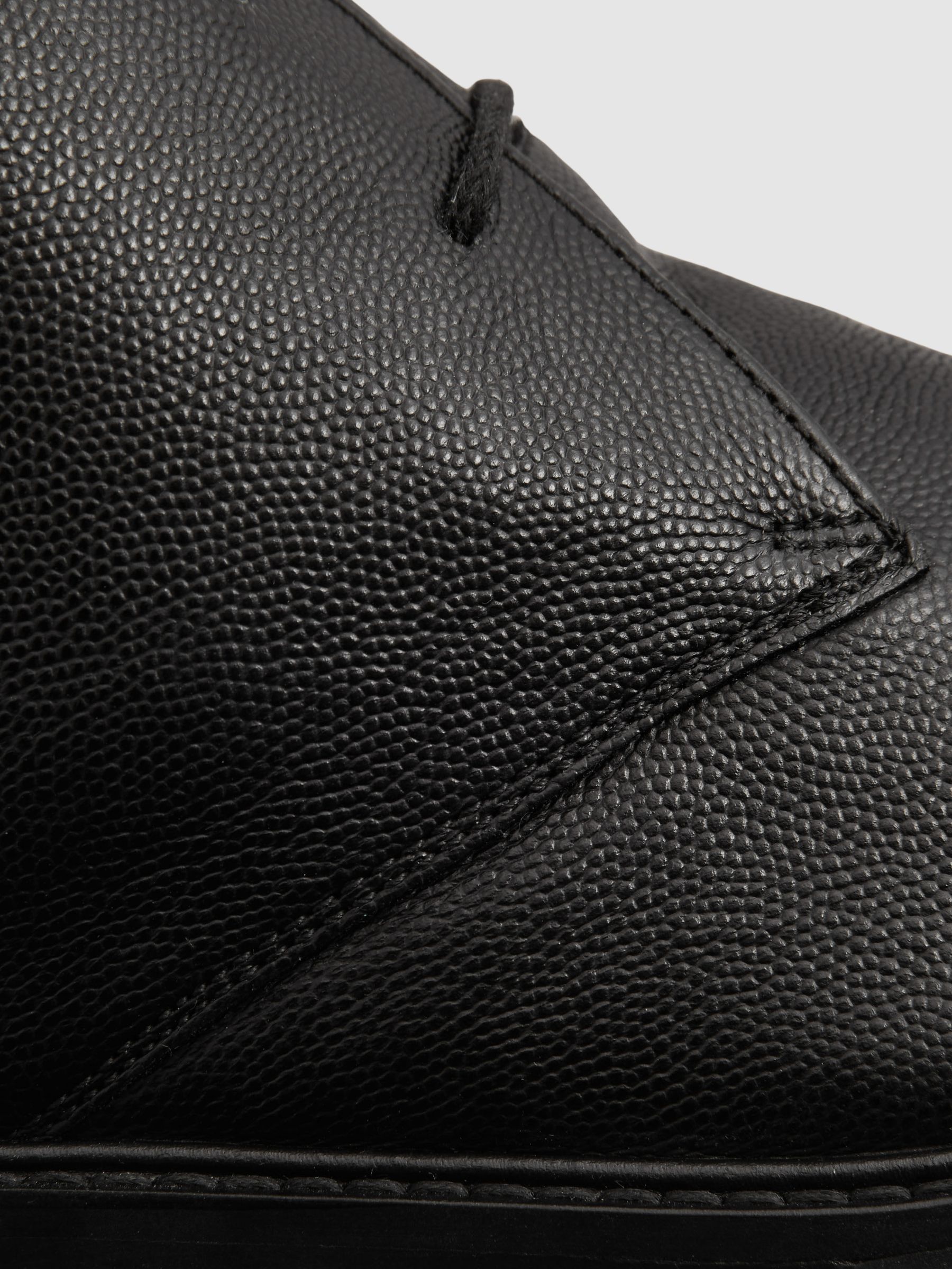 Cooper Black Grained Leather Chukka Boots