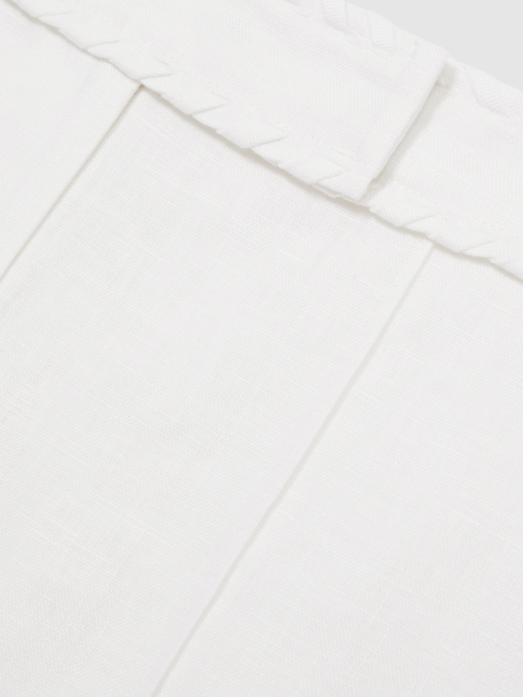 Linen Whipstitch Shorts in White