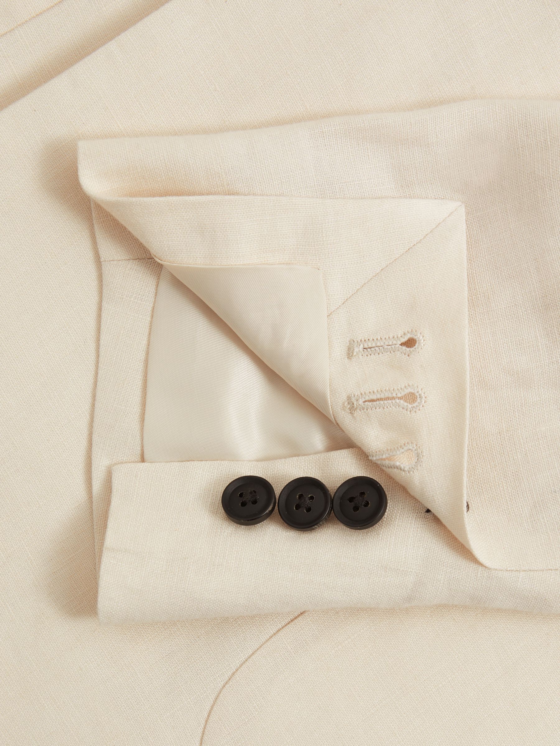 Double Breasted 100% Linen Slim Fit Blazer in Stone