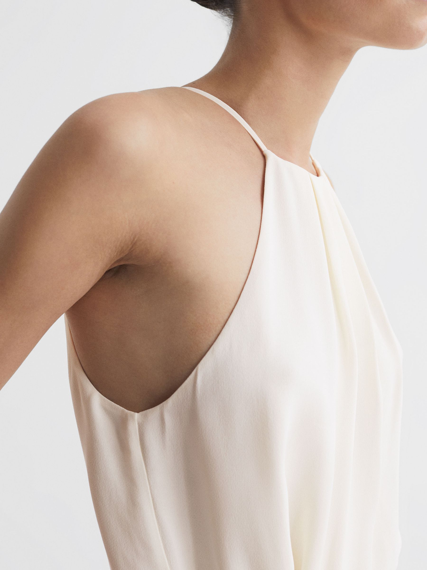 Asymmetric Belted Wrap Midi Dress in Cream/Black