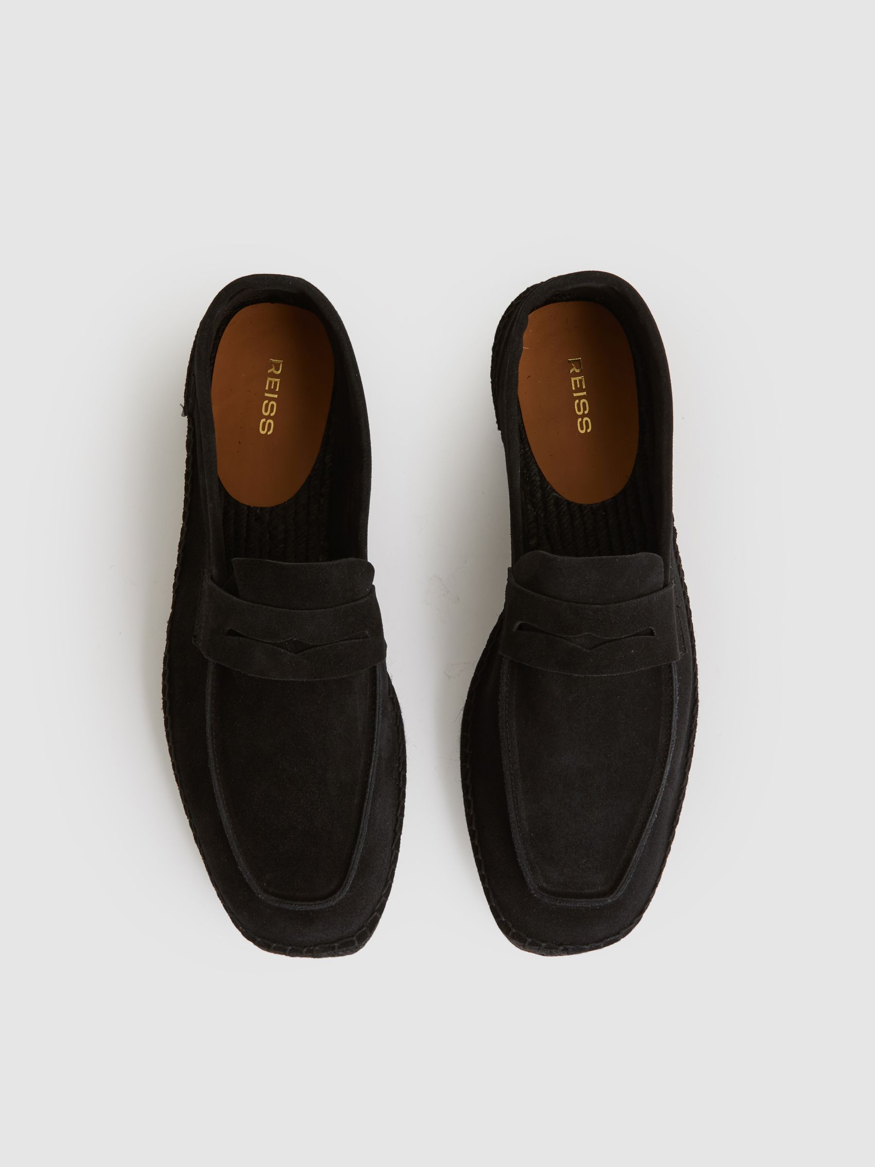 Suede Penny-Strap Espadrilles in All Black
