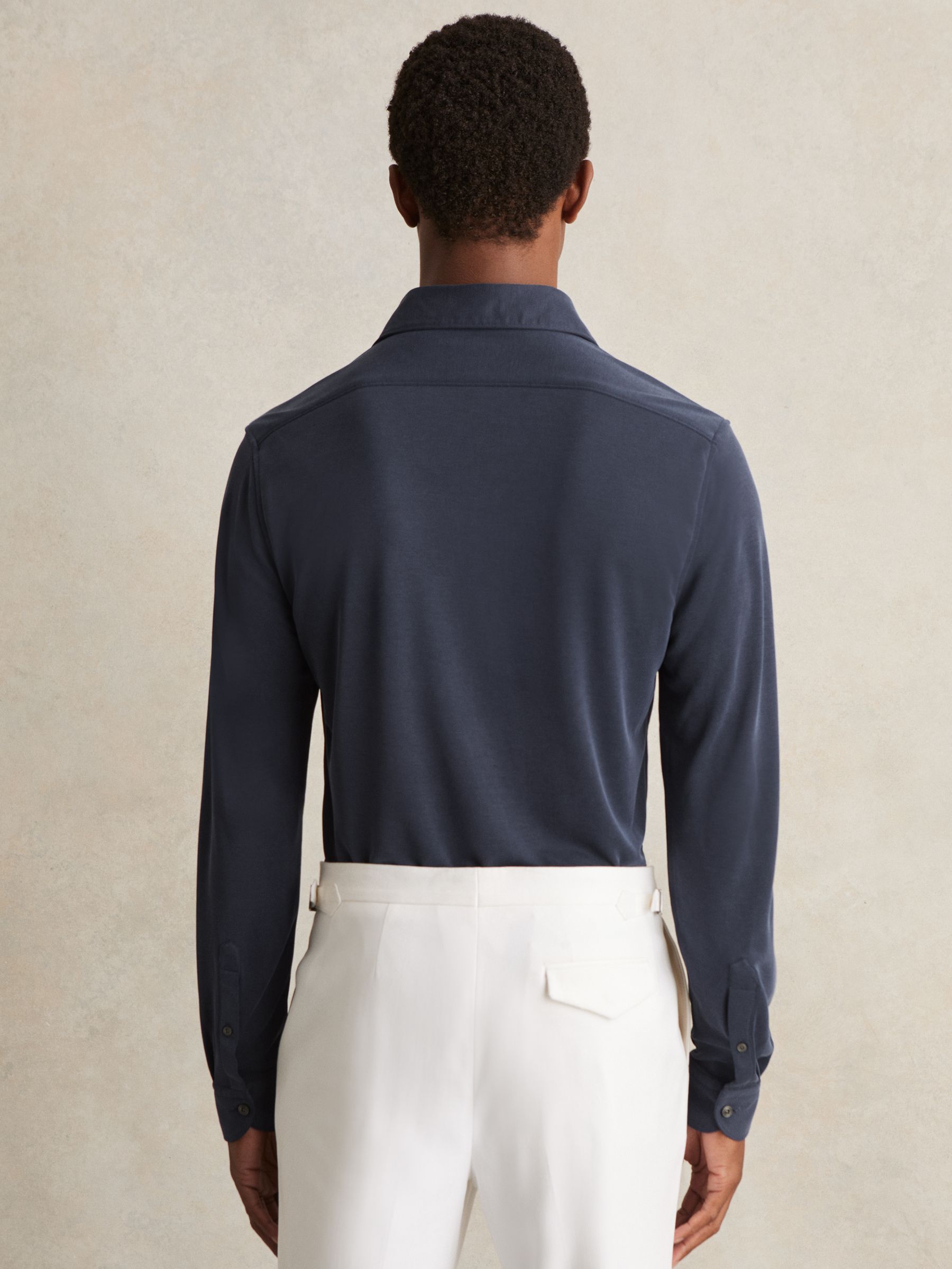Modal Blend Cutaway Collar Shirt in Navy