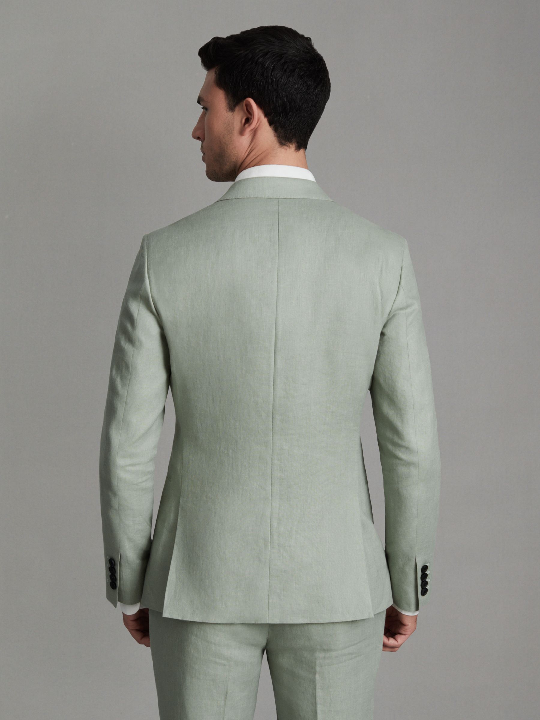 Single-Breasted Linen Suit Blazer Slim Fit in Apple