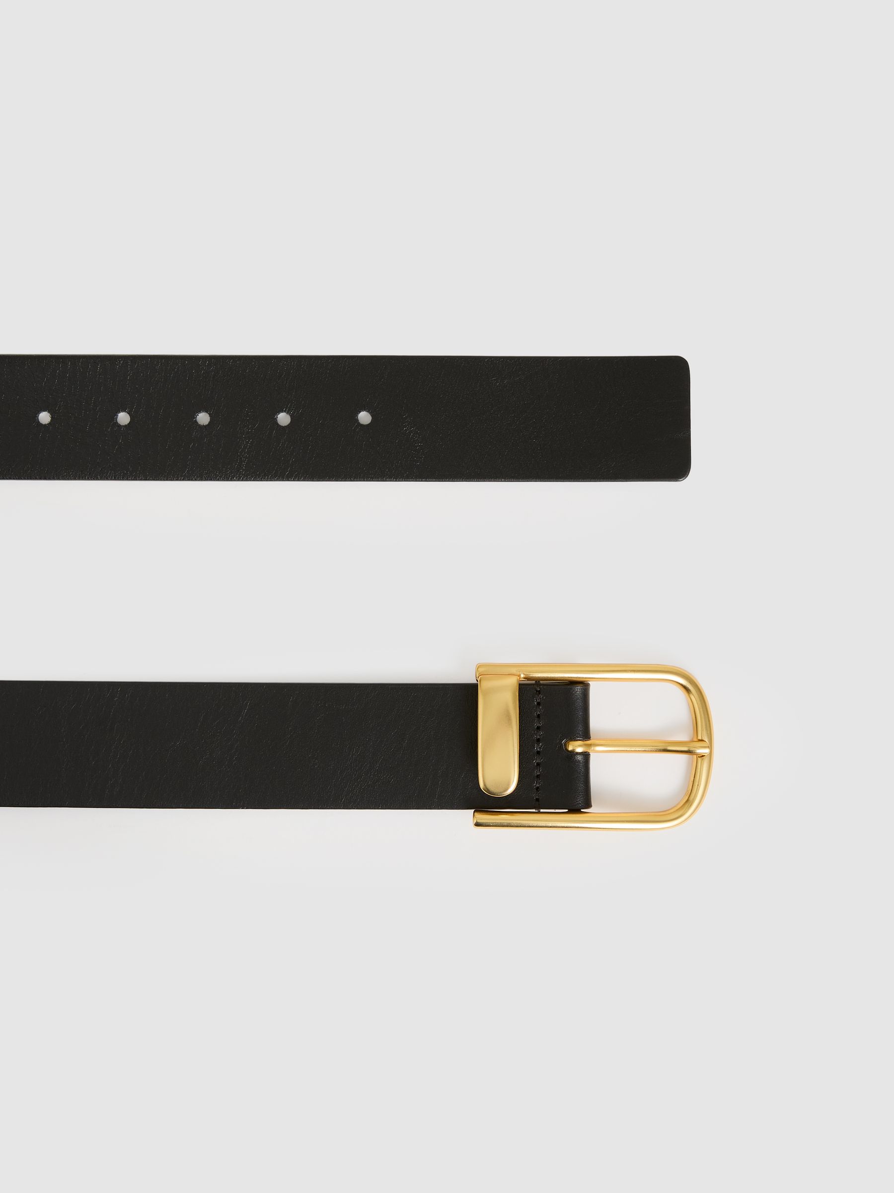 Leather Half Keeper Belt in Black