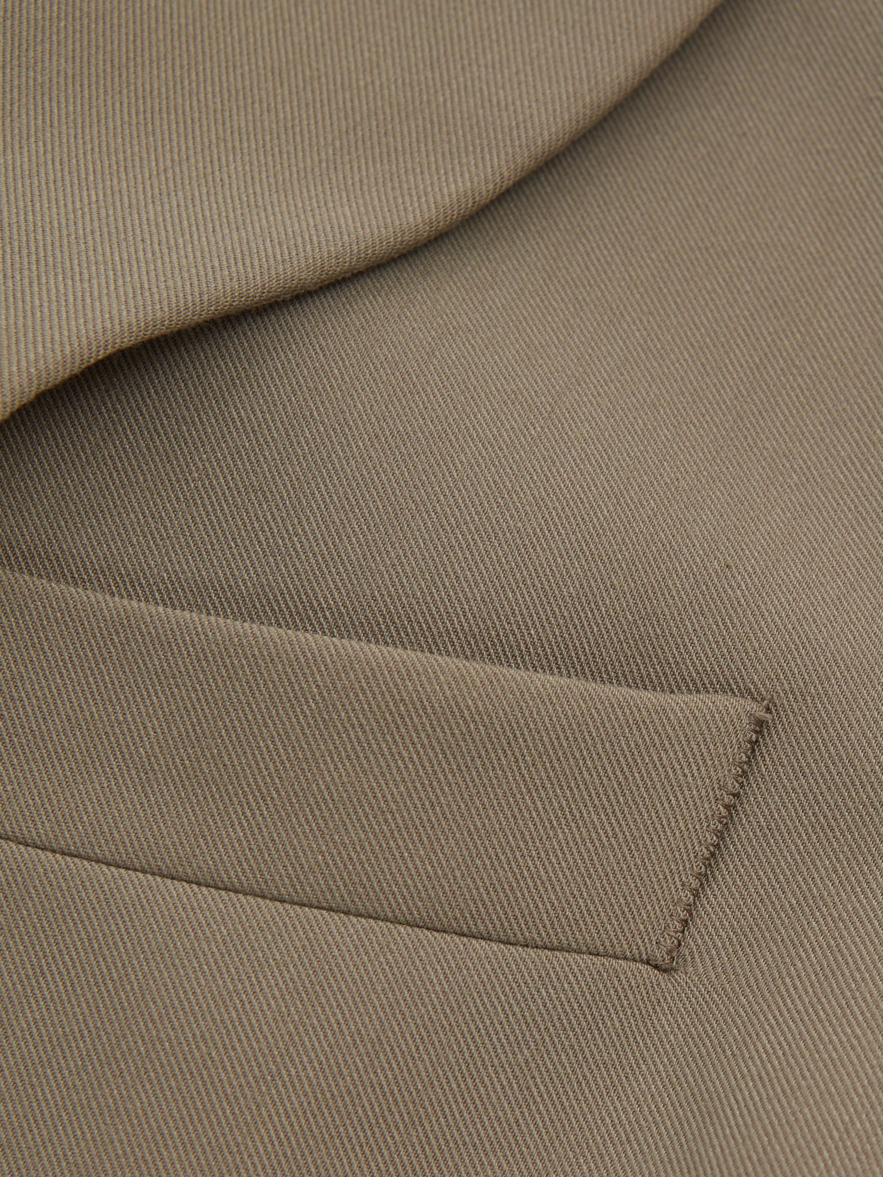 Double Breasted Longline Suit Waistcoat in Khaki