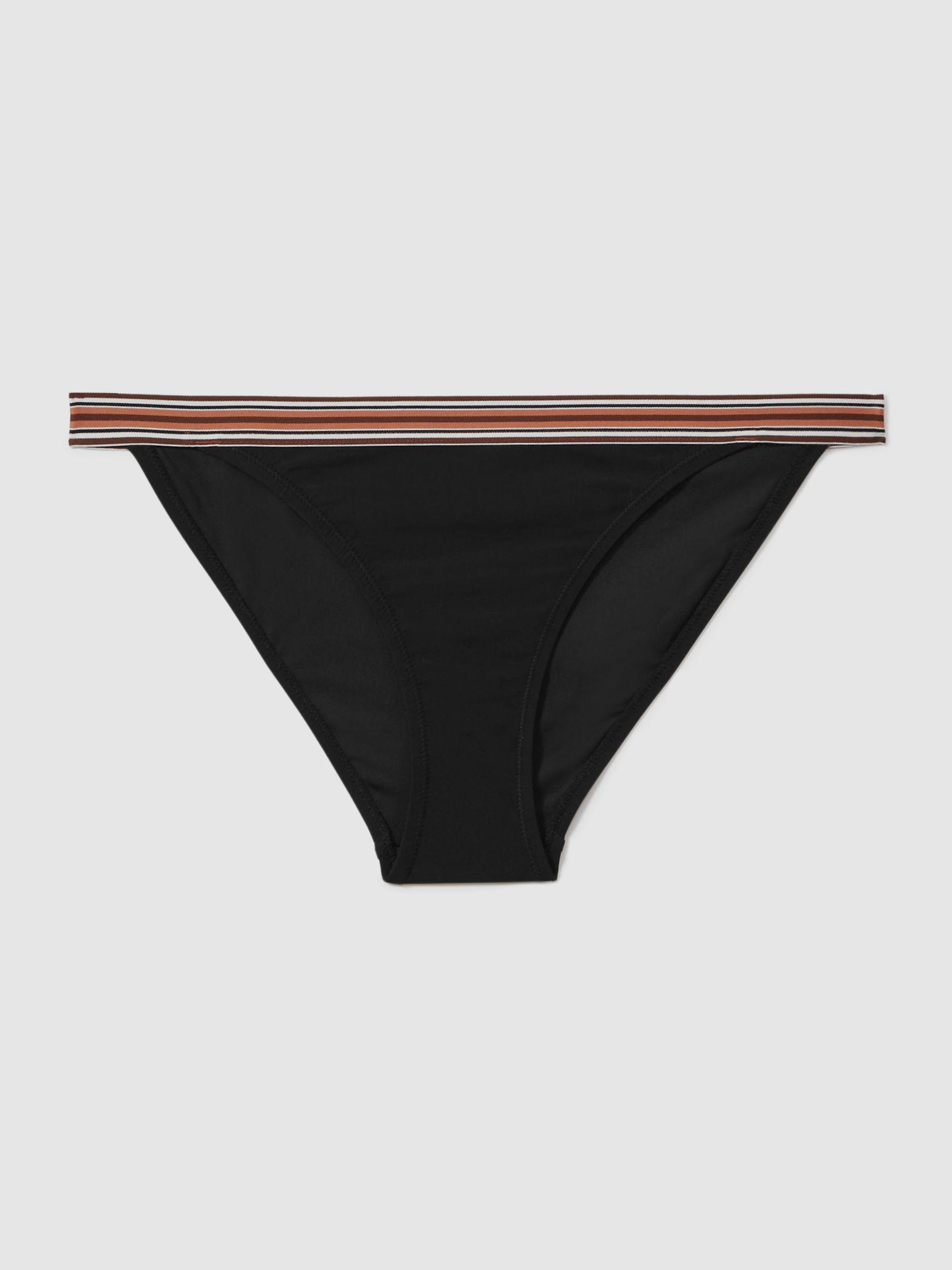 Striped Waistband Bikini Bottoms in Black/Brown