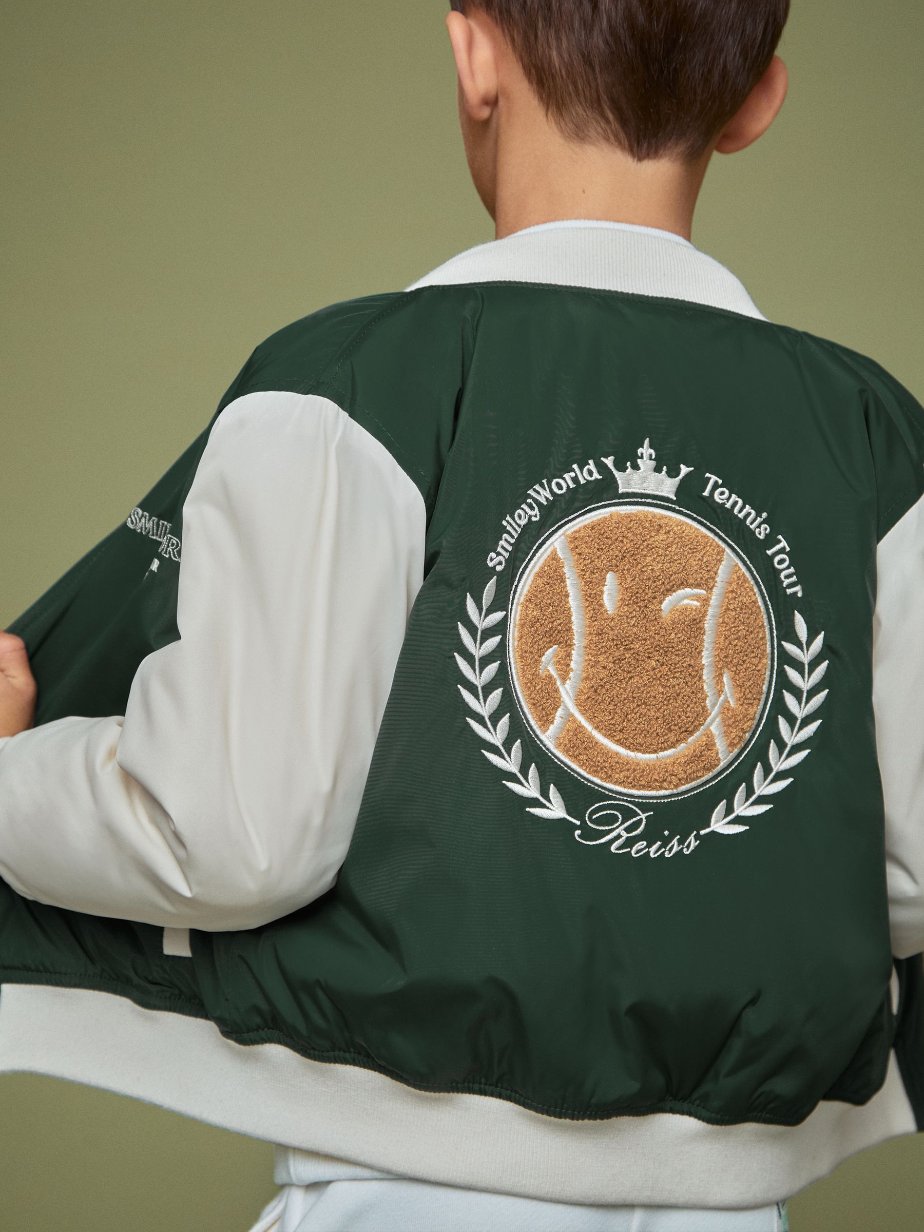 9-13 yrs SmileyWorld | Reiss Bomber Jacket in Dark Green