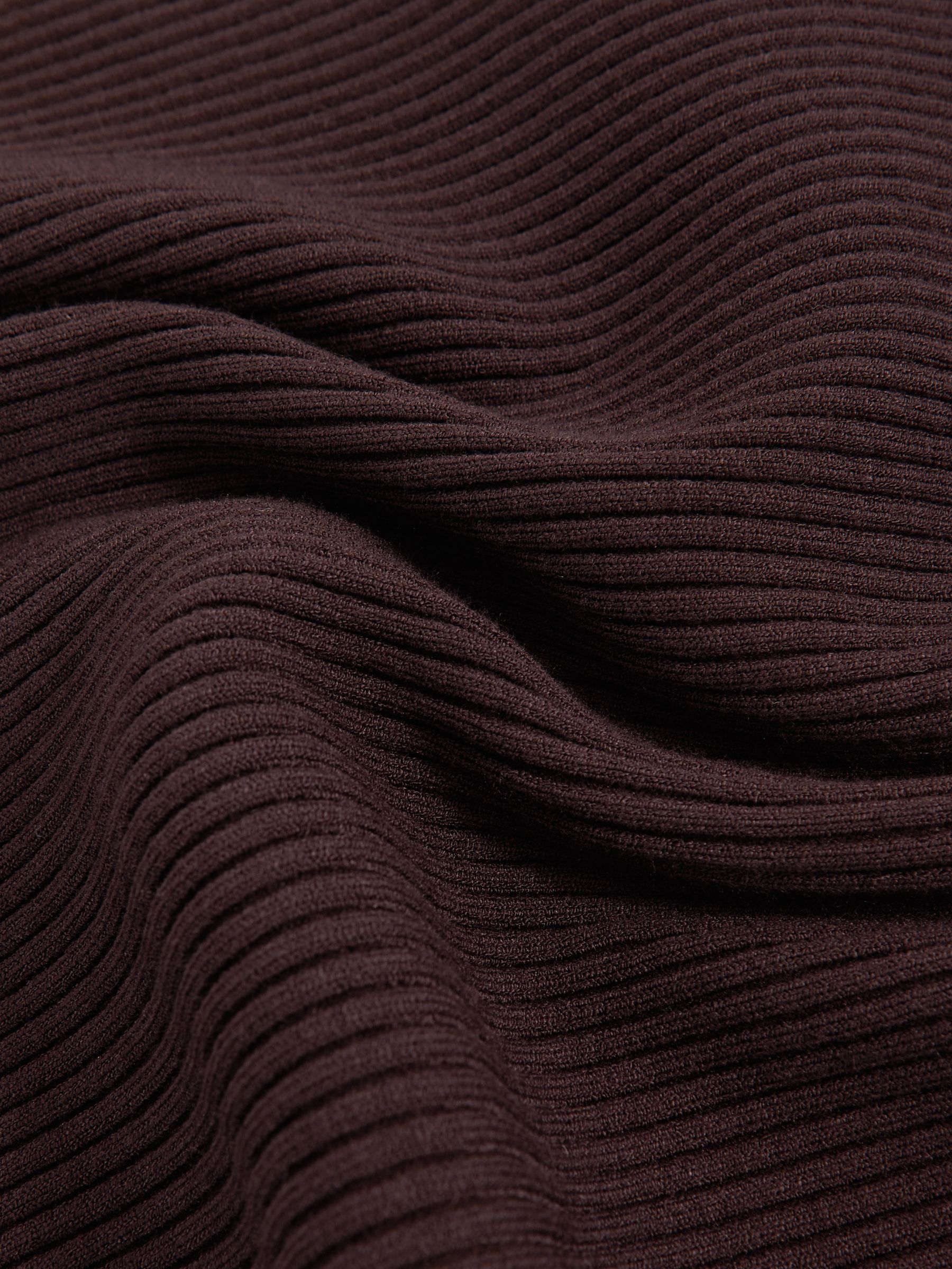 Off-The-Shoulder Ribbed Midi Dress in Plum Purple