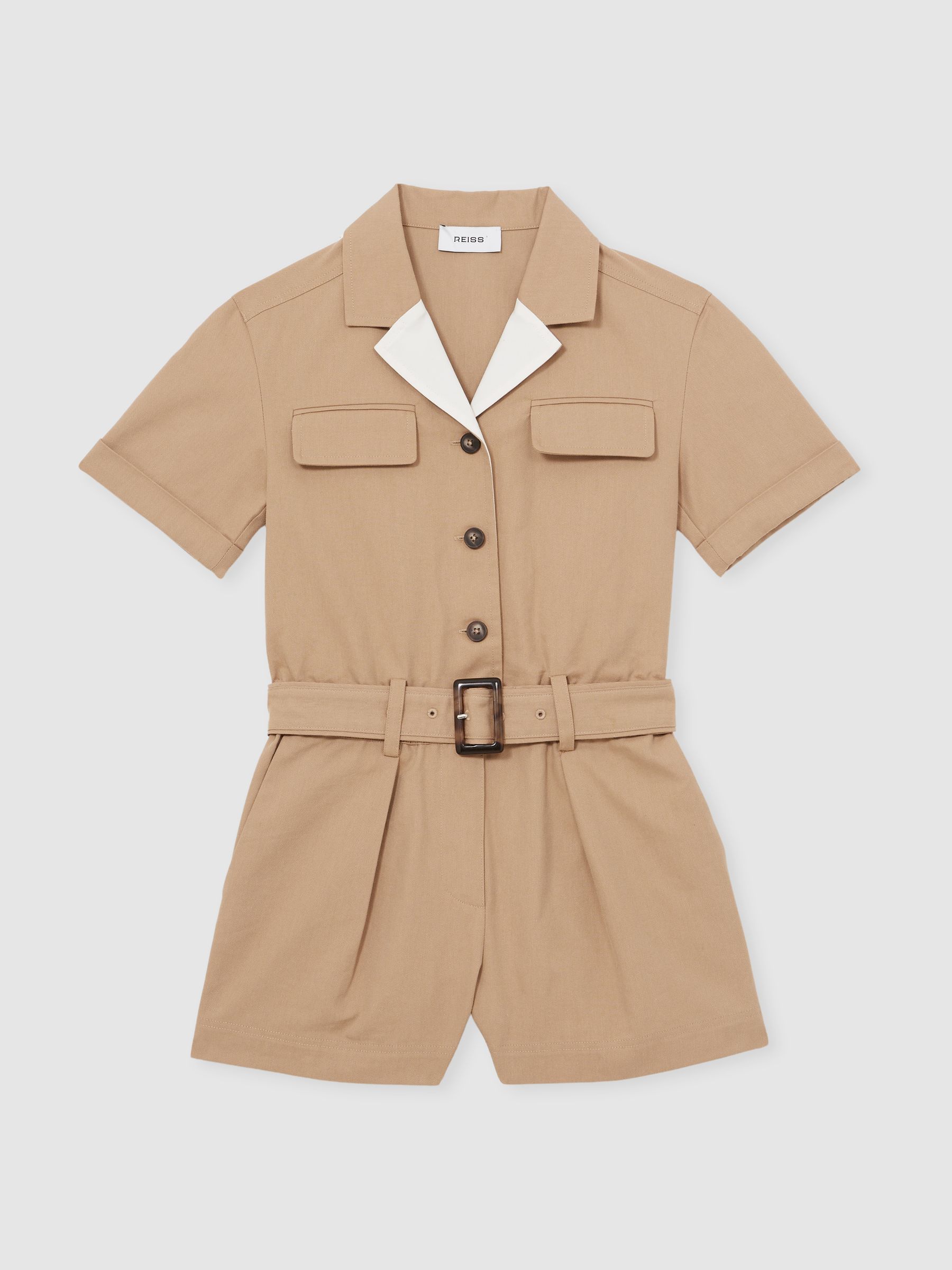 13-14 yrs Cotton-Lyocell Utility Playsuit in Camel