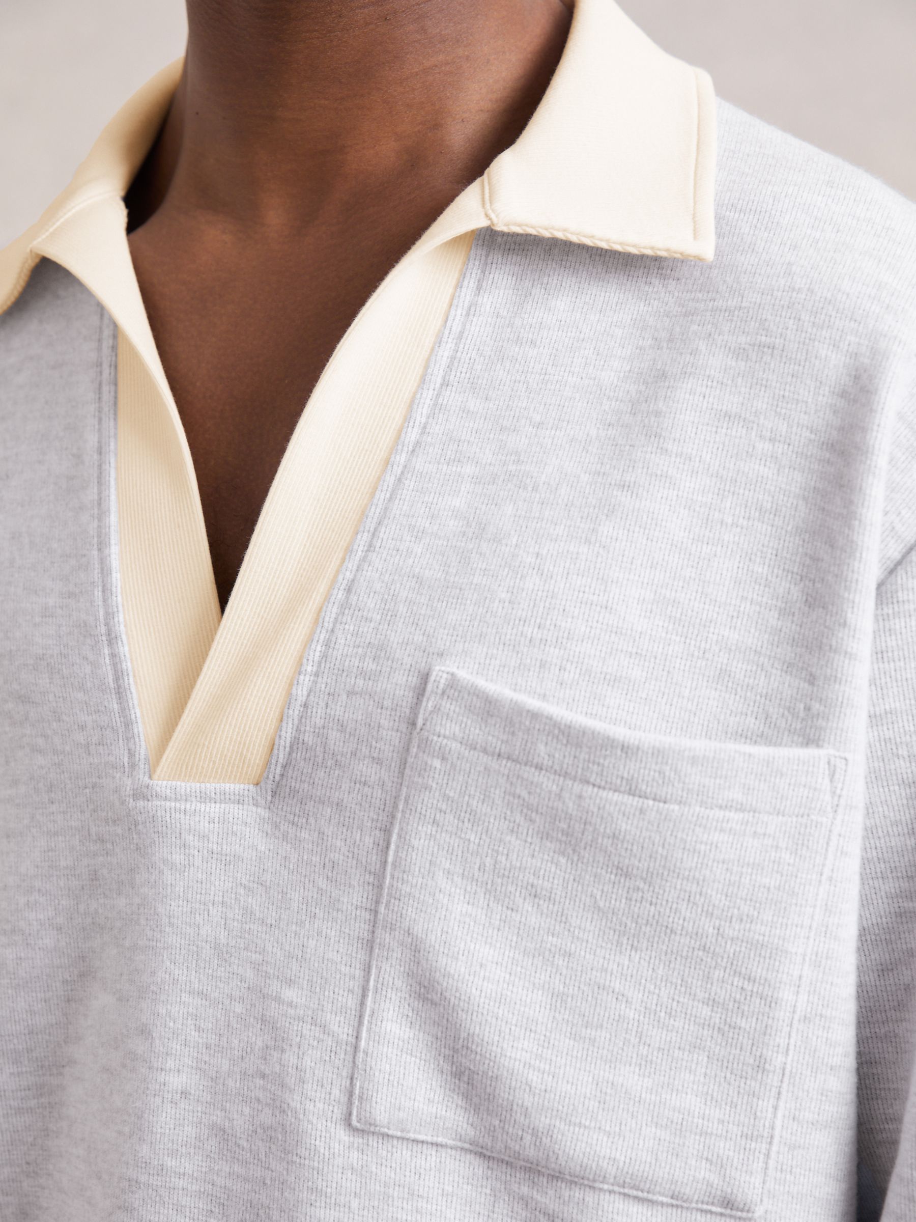 Polo Shirt in Grey Marl/White