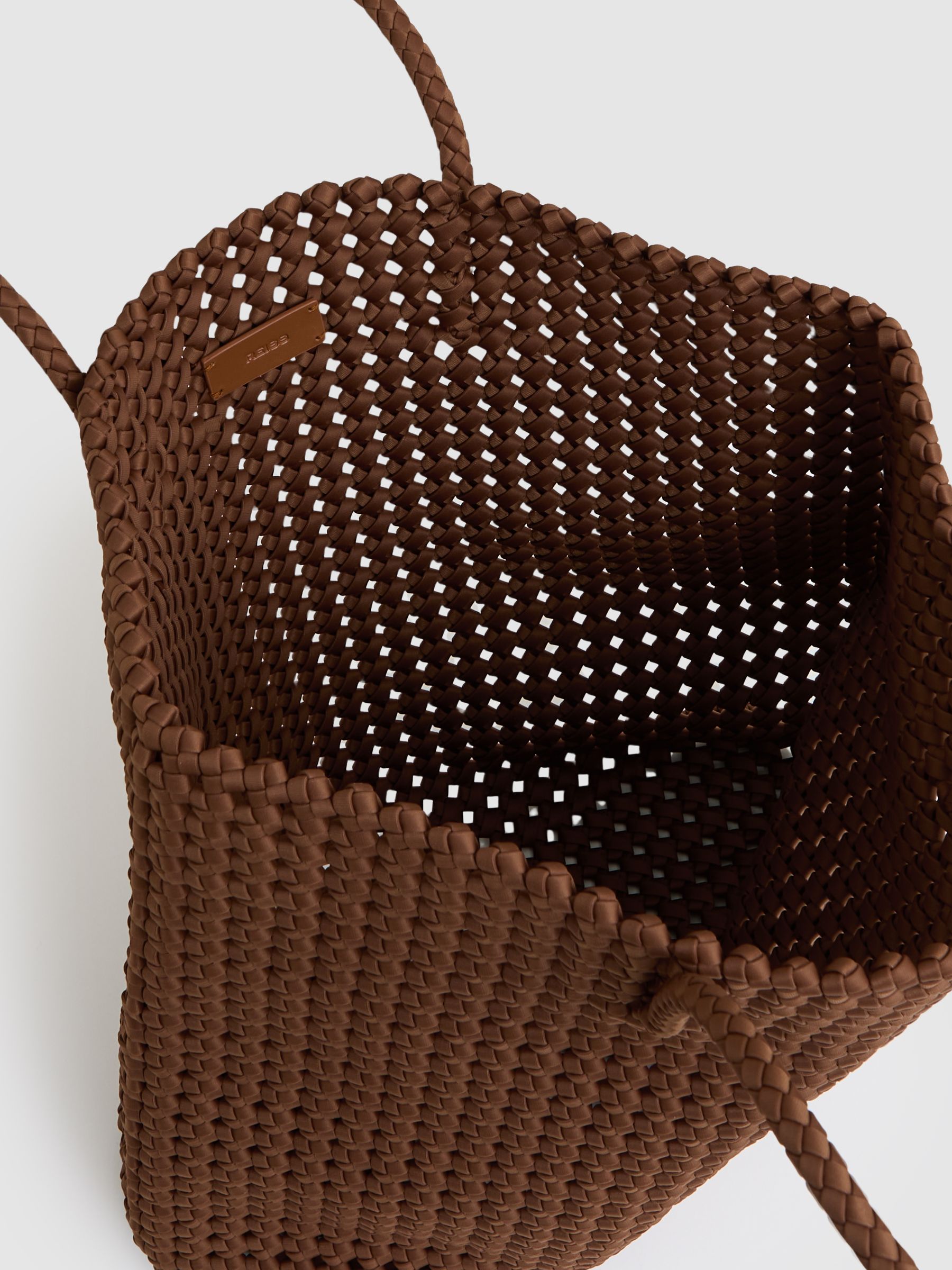 Woven Neoprene Tote Bag in Tan