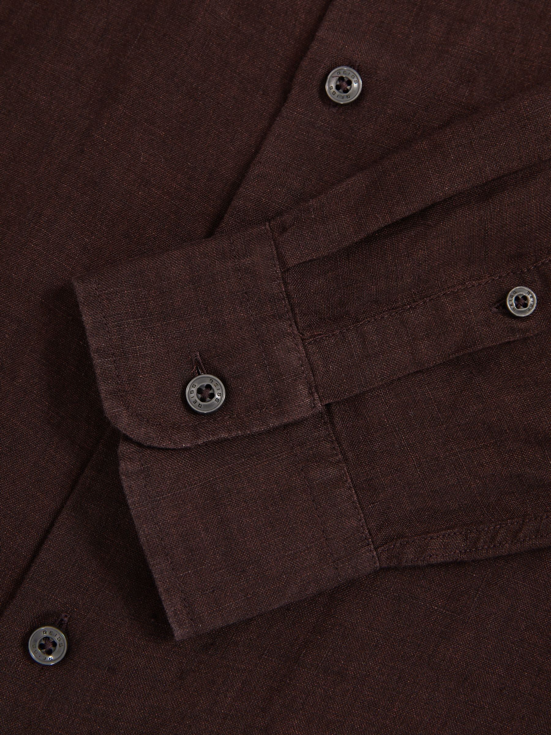 Linen Button-Through Shirt in Dark Brown