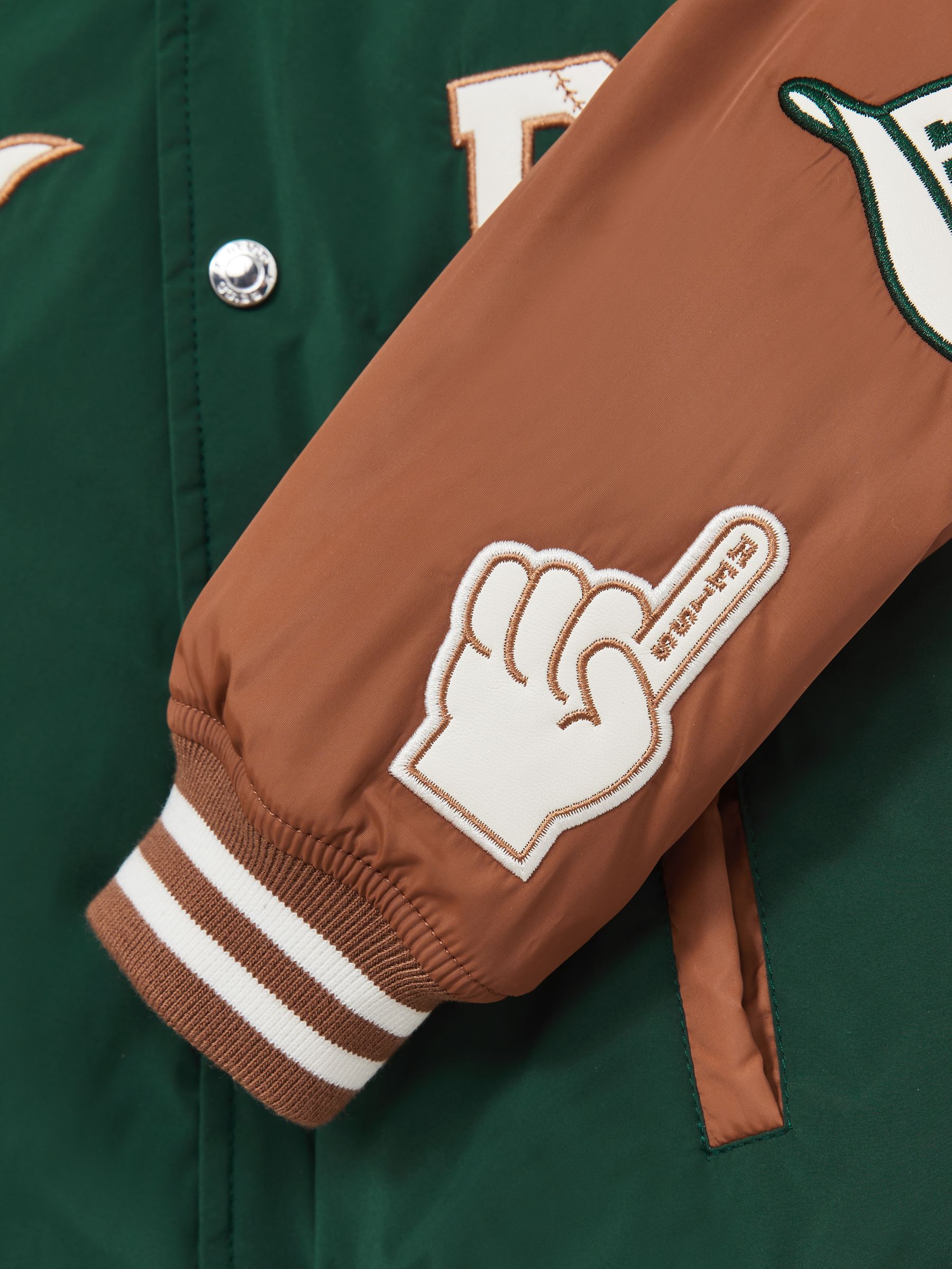 3-9 yrs Home-Run Colourblock Bomber Jacket in Green/Tobacco Brown