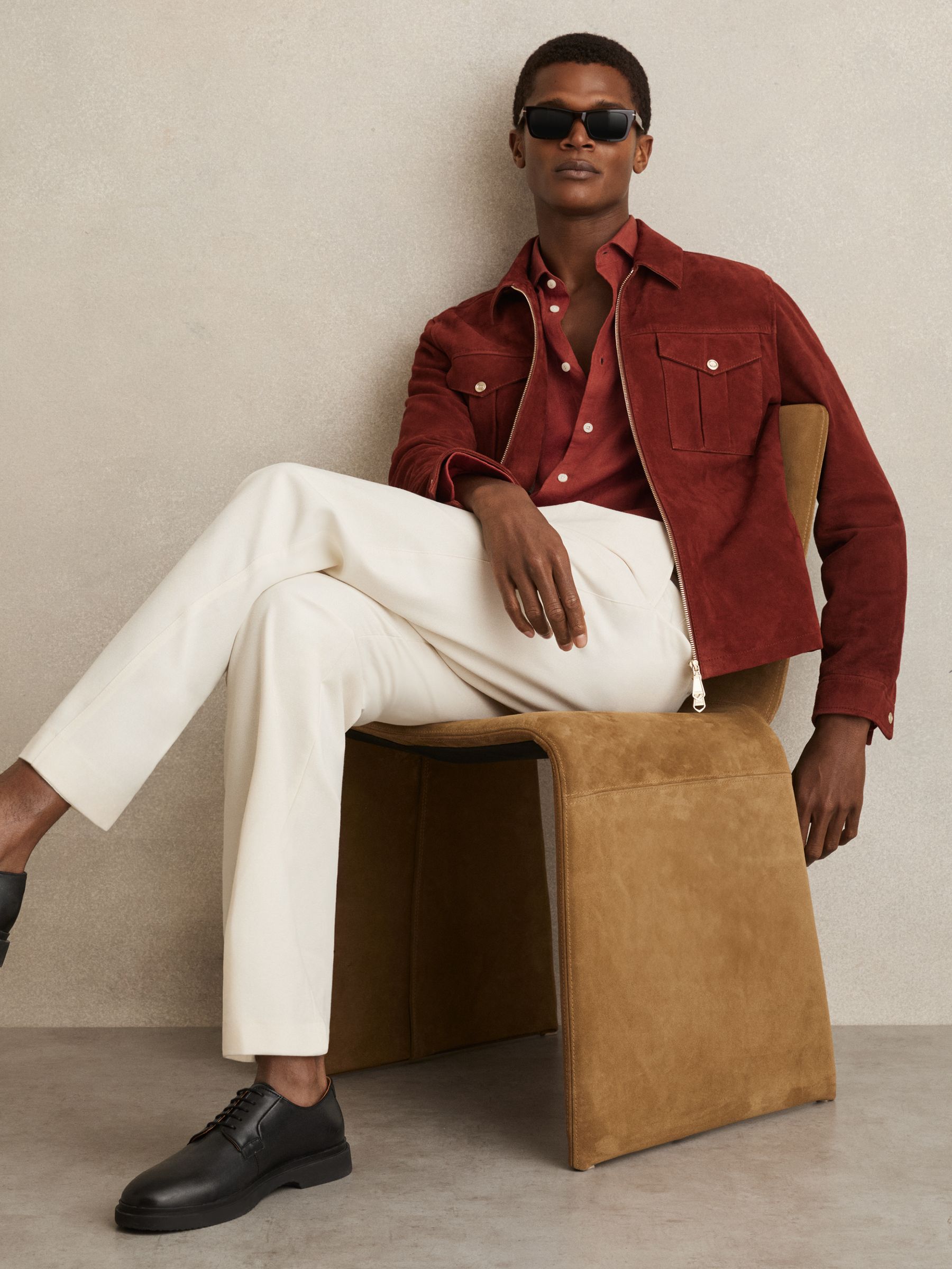 Linen Button-Through Shirt in Paprika Red