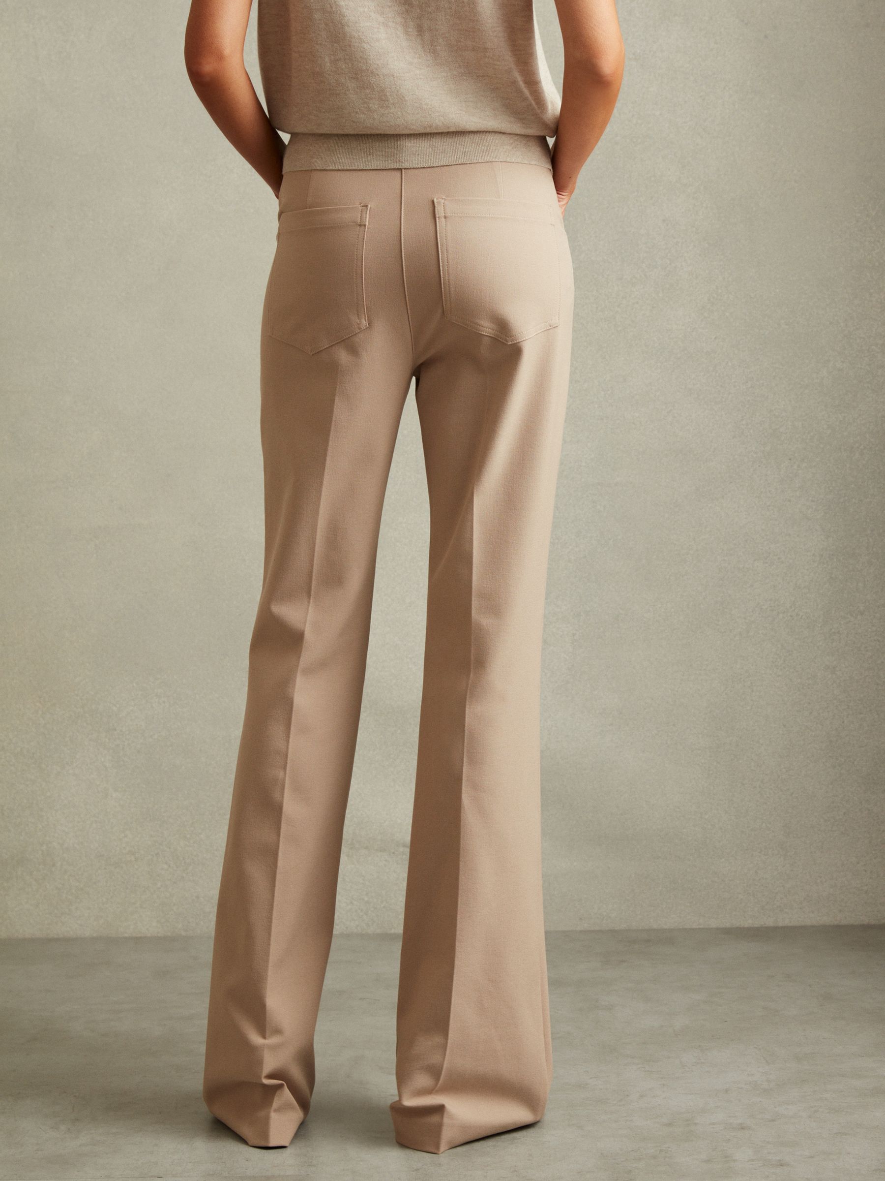 Petite High Rise Flared Trousers in Neutral