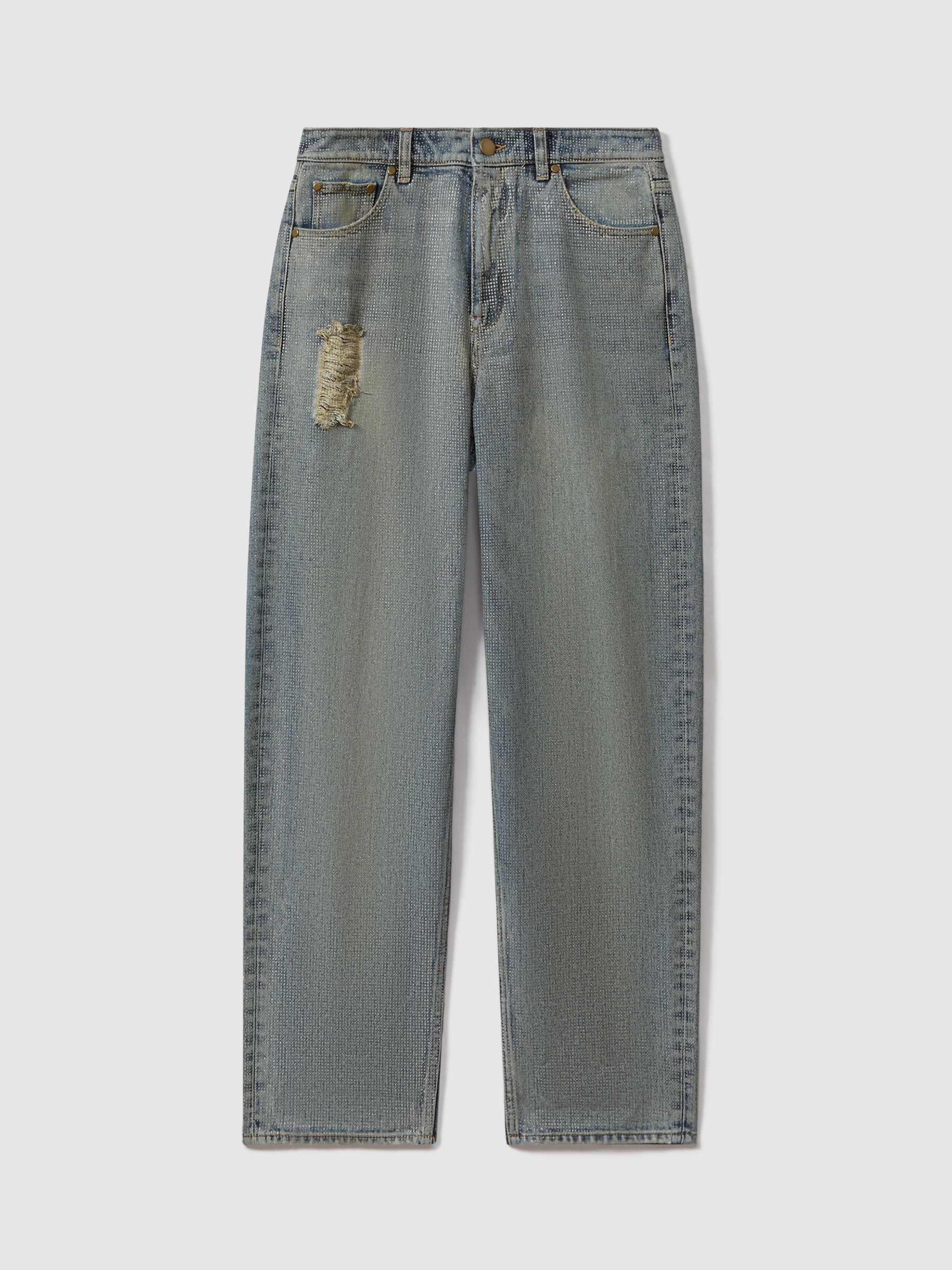 Atelier Embellished Wide Leg Jeans in Blue