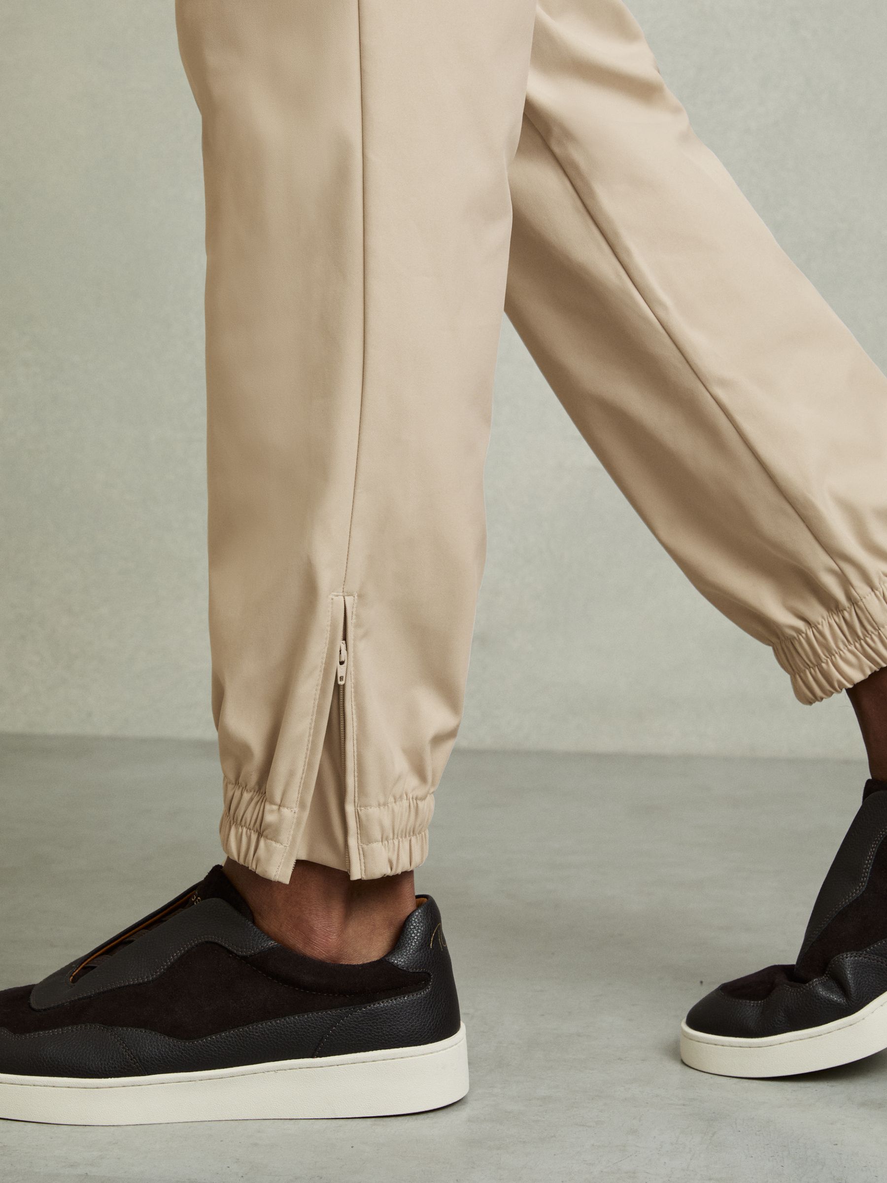 Technical Cargo Drawstring Trousers in Stone