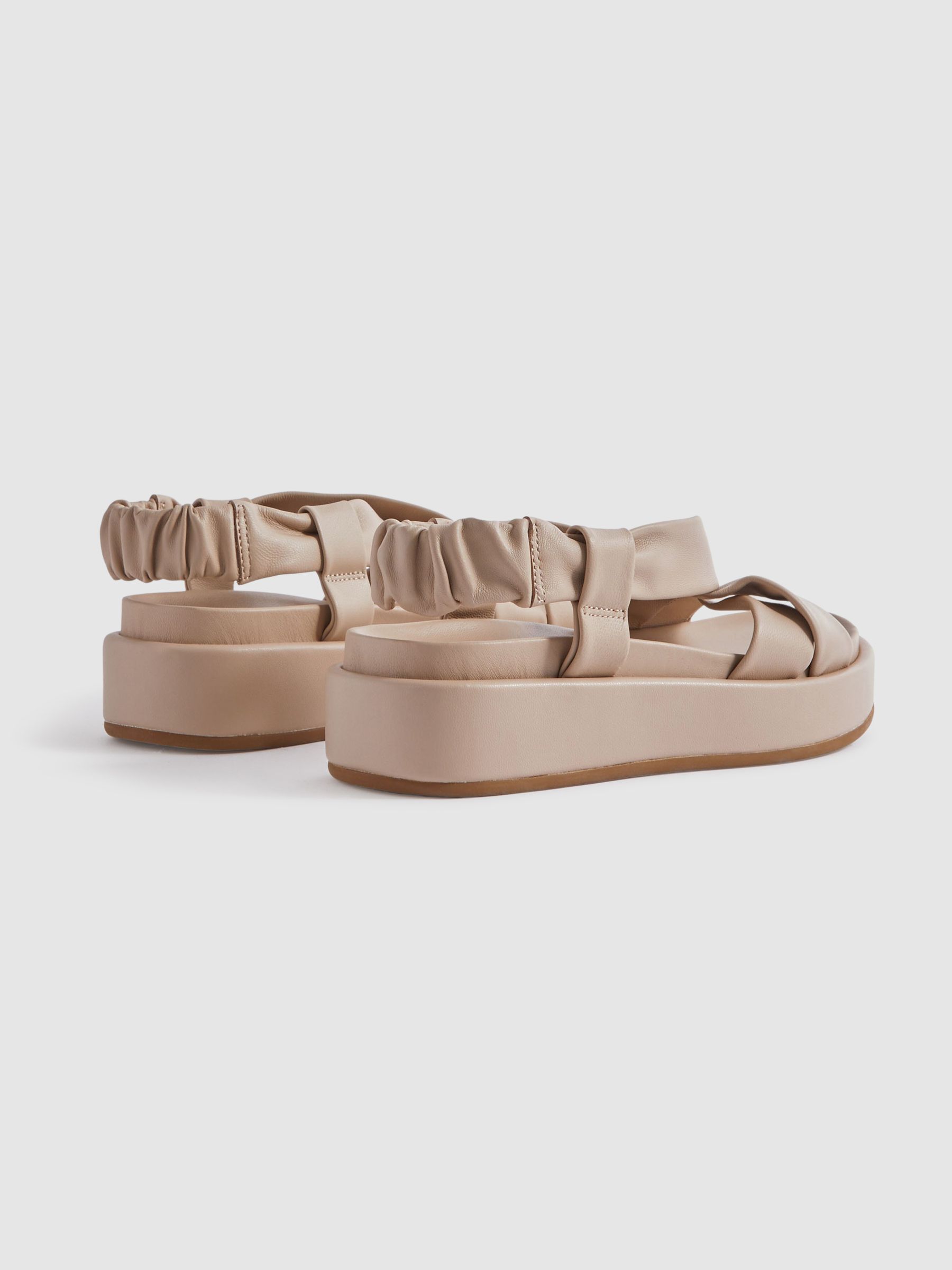 Chunky Platform Leather Sandals in Nude