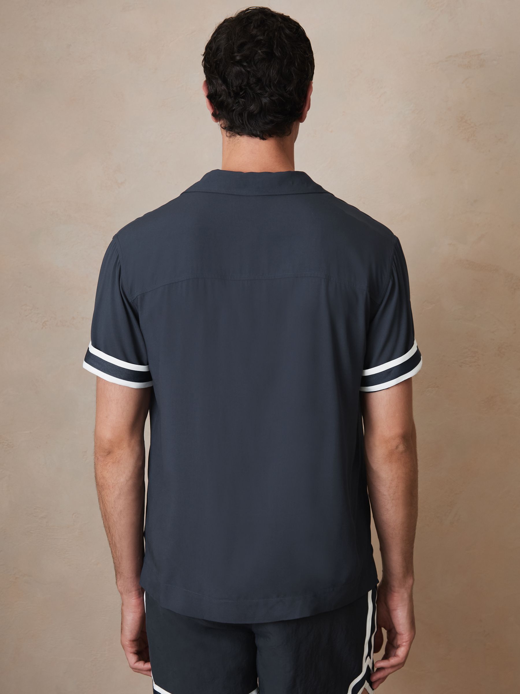 Reiss | Ché Stripe-Cuff Shirt in Navy