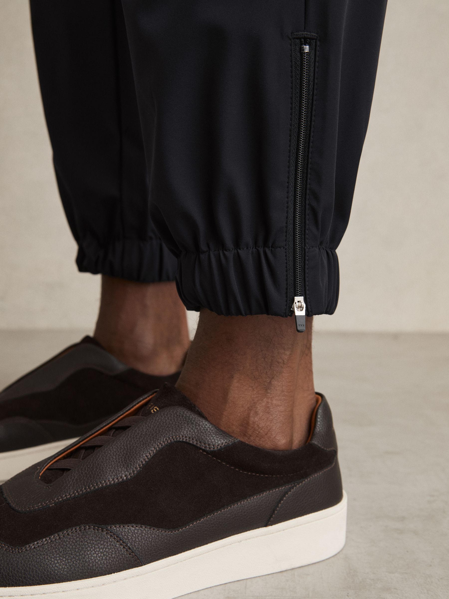 Drawstring Technical Cuffed Trousers in Navy