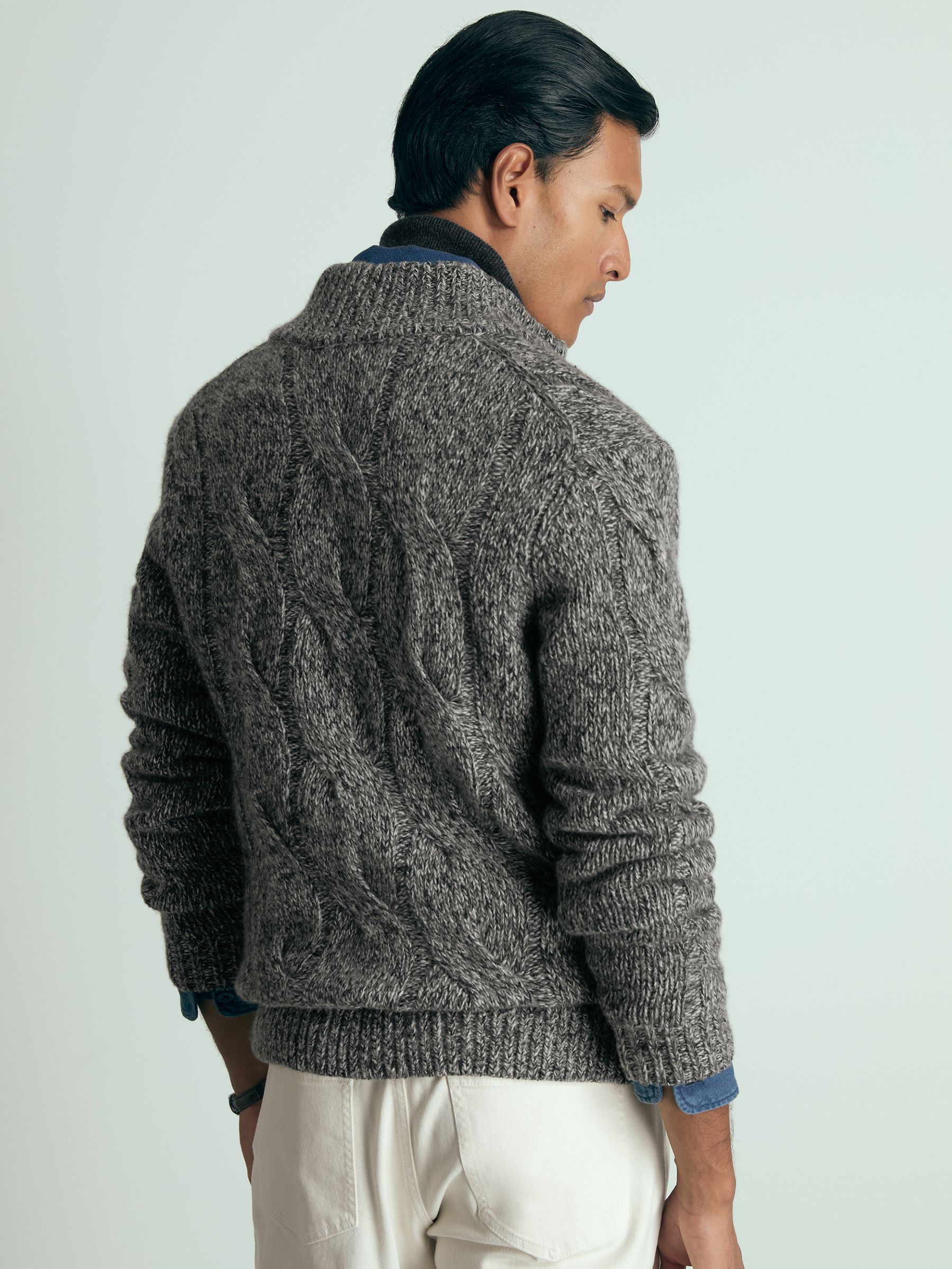 Atelier Cabled-Cashmere Jacket in Black/White