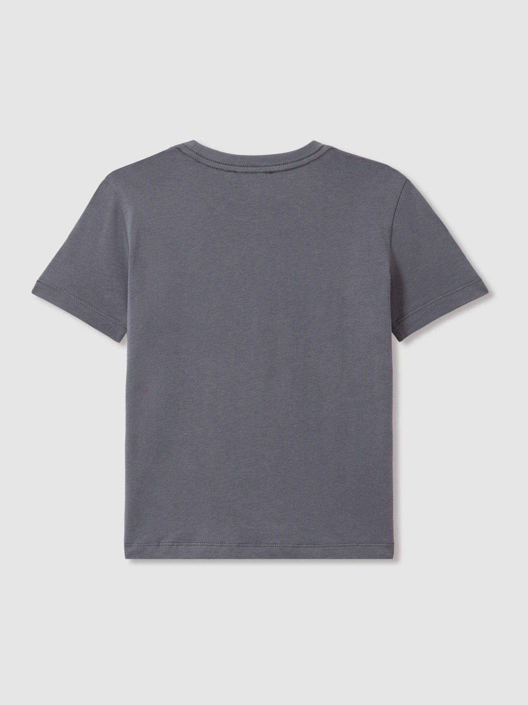 13-14 yrs Cotton Crew Neck T-Shirt in Washed Airforce Blue