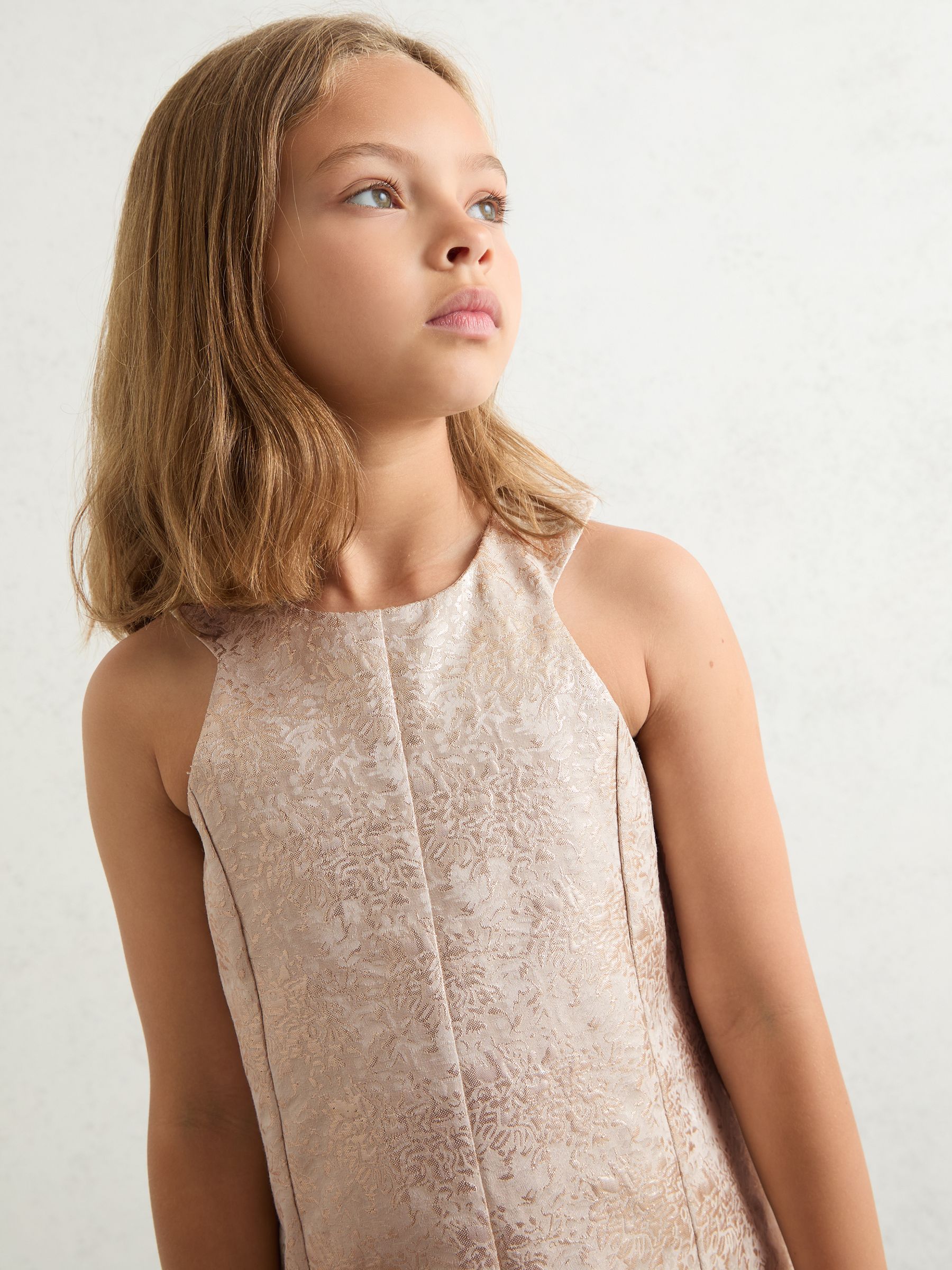 13-14 yrs Metallic Jacquard Shift Dress in Silver