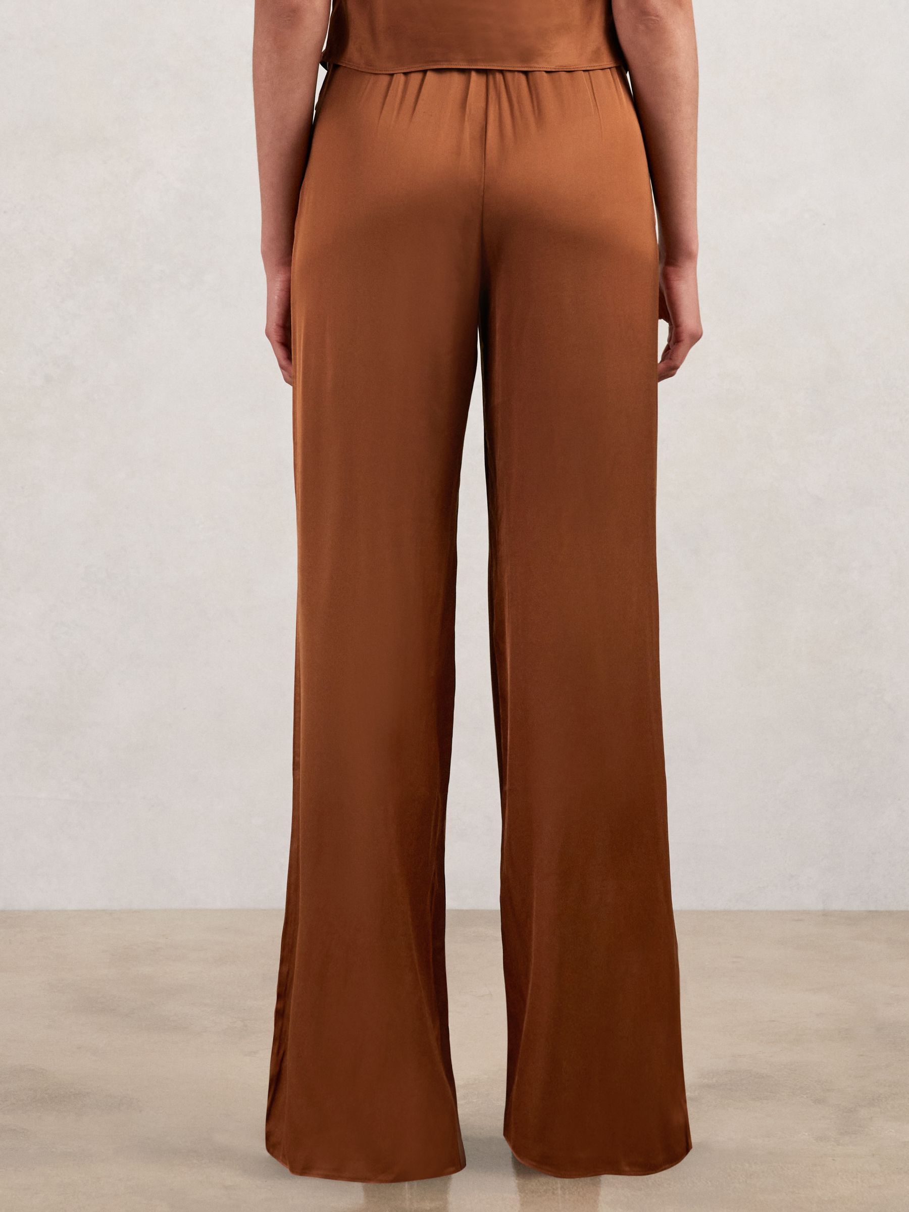 Good American Satin Wide-Leg Trousers in Copper