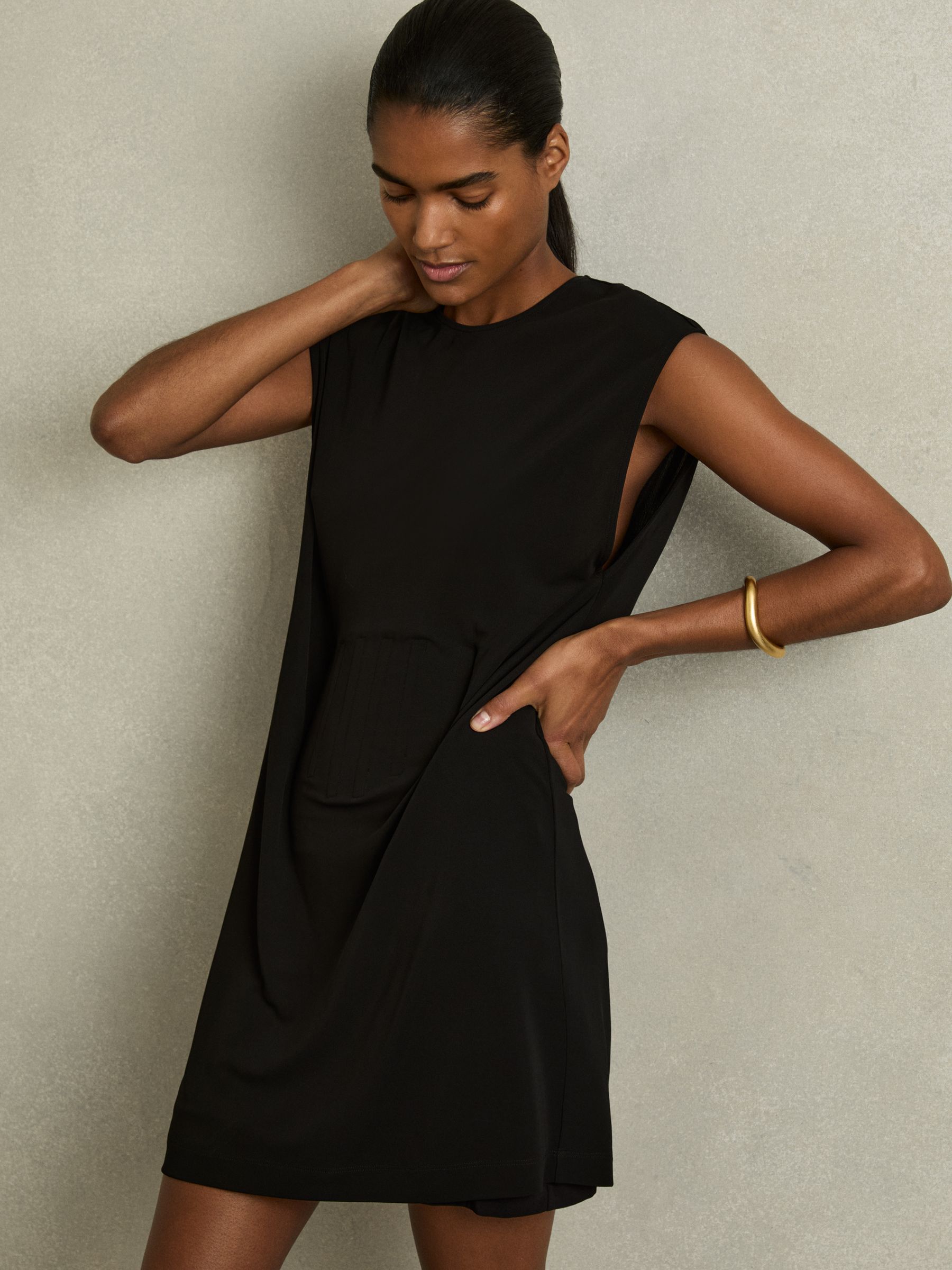 Corset Jersey Mini Dress in Black