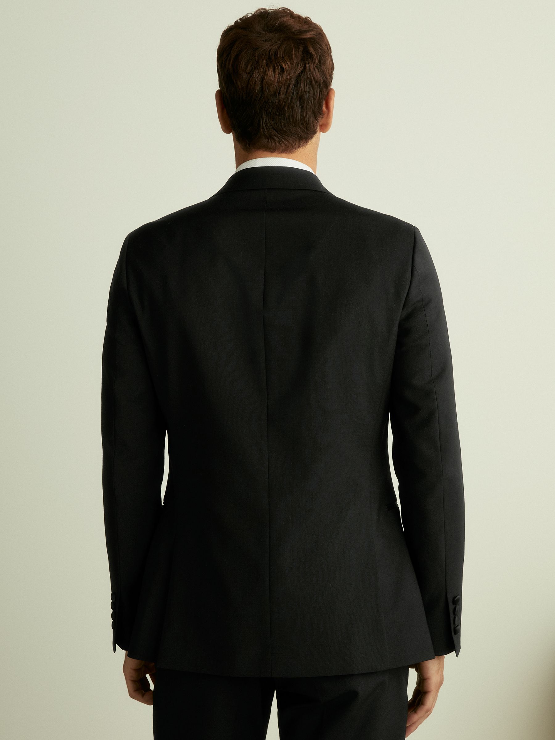 Double Breasted Tuxedo Slim Fit Jacket in Black