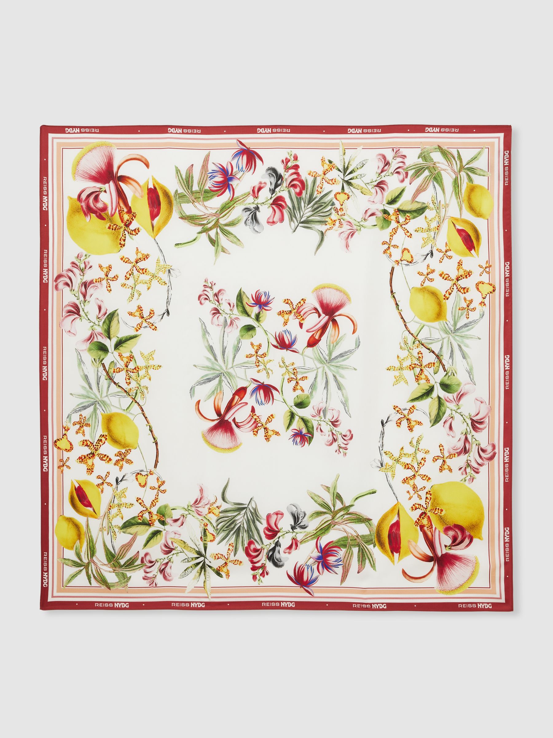 Reiss | NYBG Silk Floral-Print Scarf in White