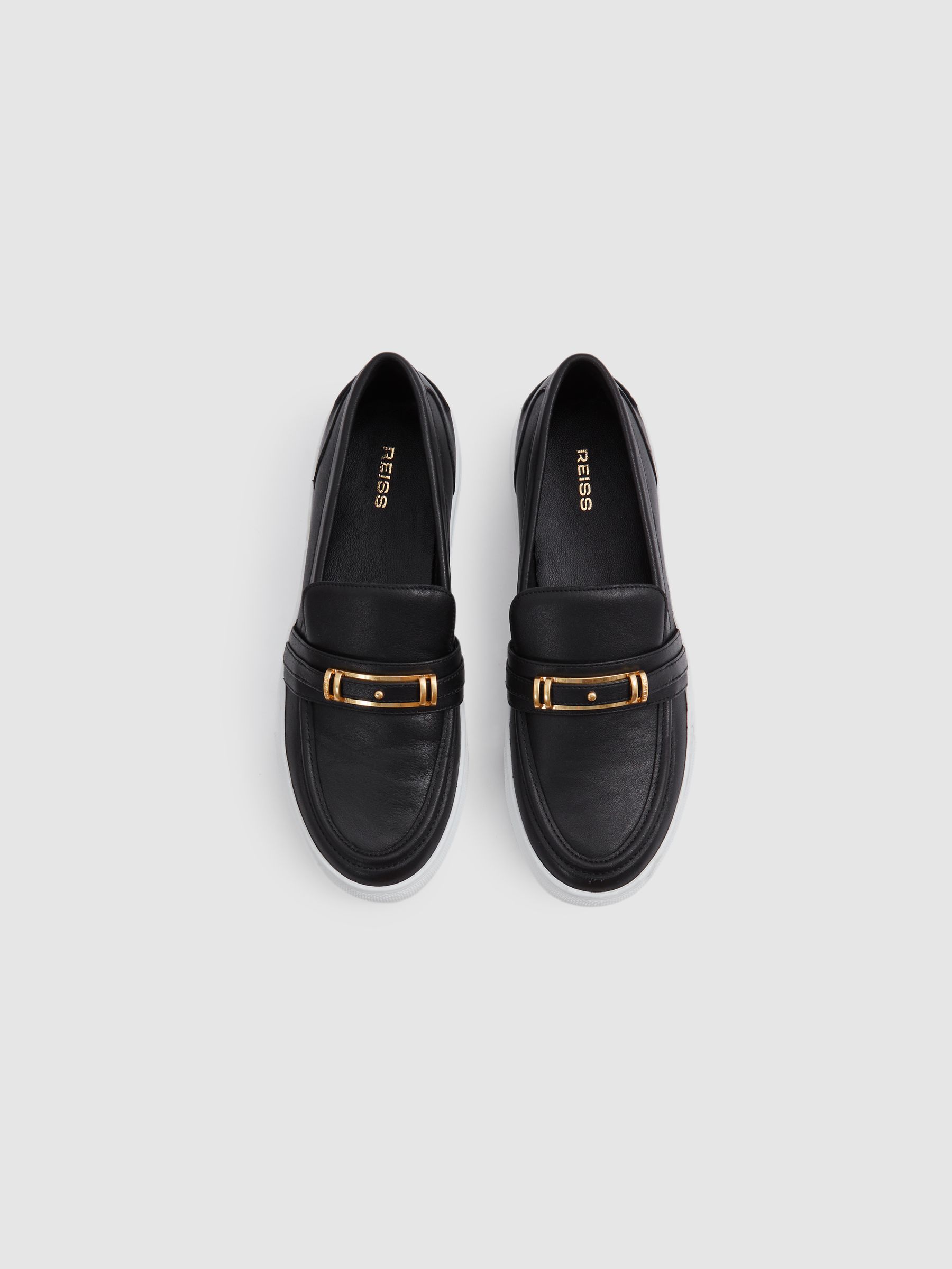 Leather Loafer Trainers in Black