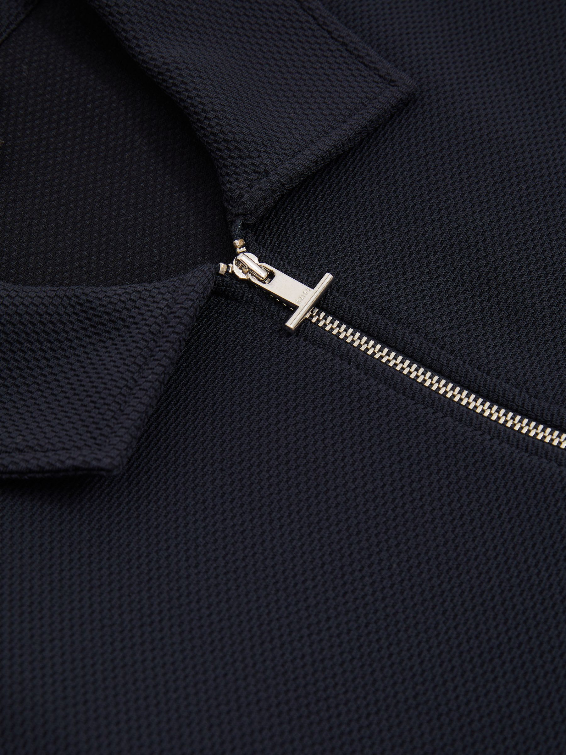 Textured Zip-Through Overshirt in Navy