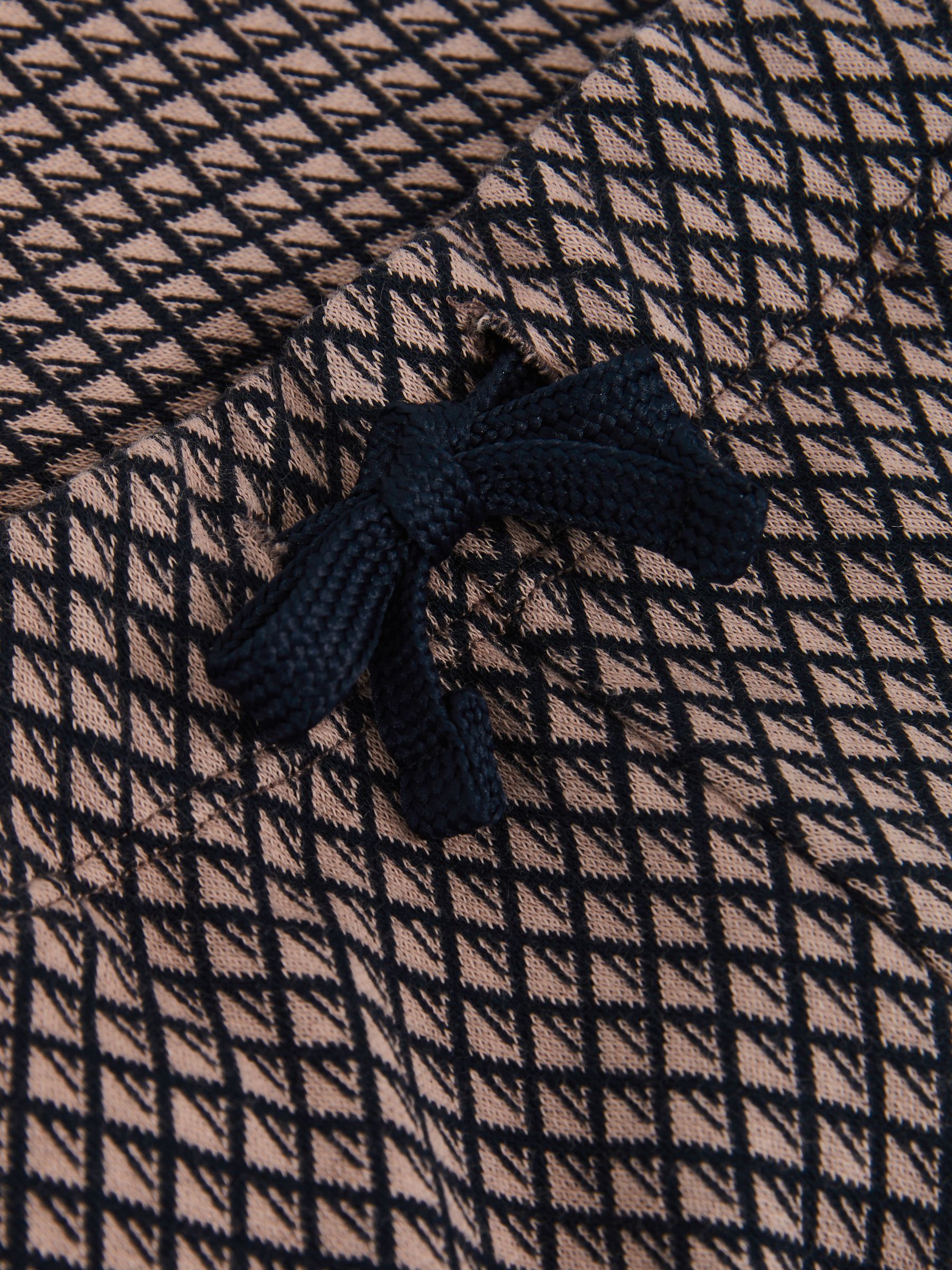 3-9 yrs Cotton Blend Geometric Jacquard Shorts in Navy/Tobacco Brown