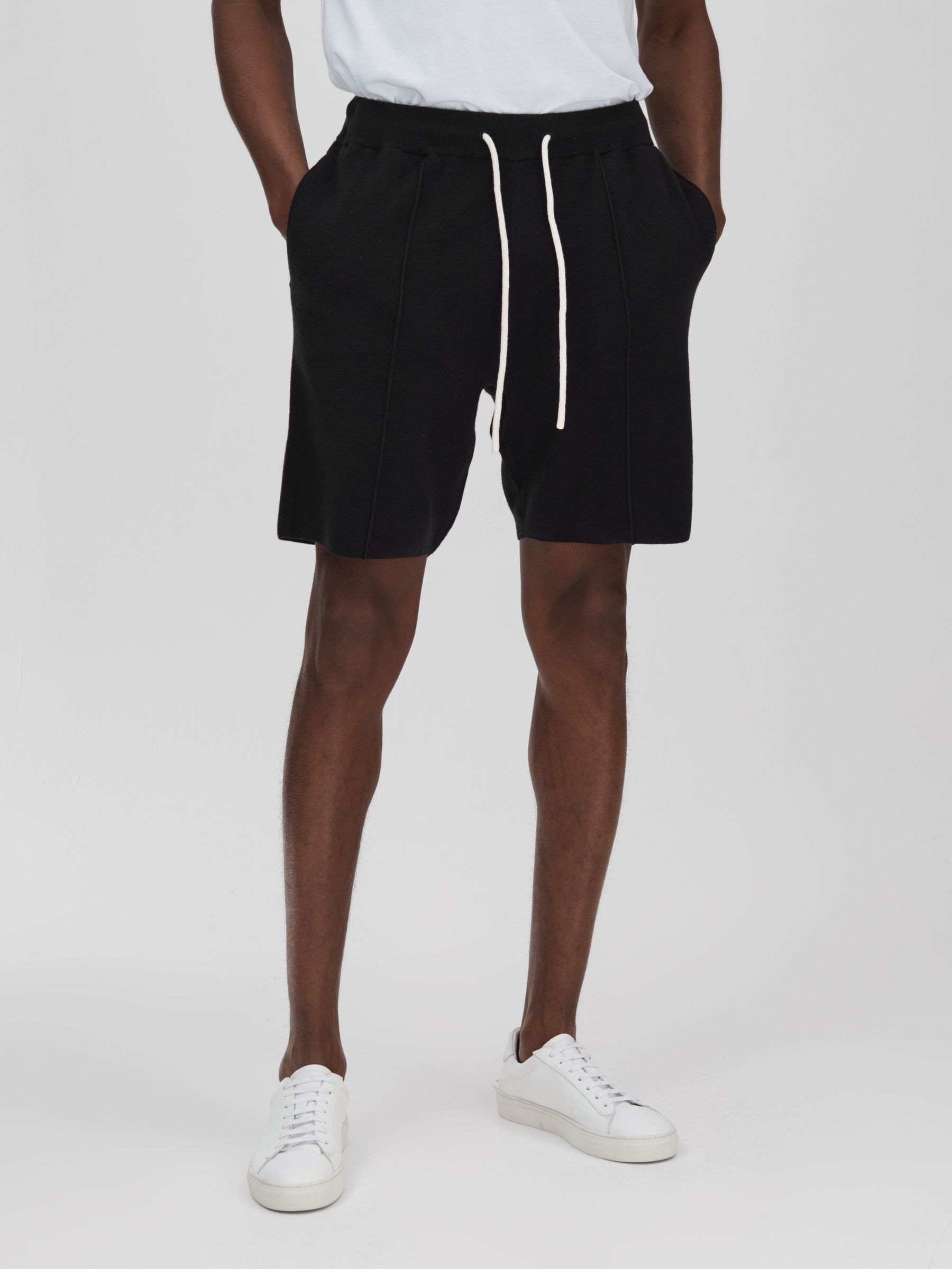 Paige Drawstring Sweat Shorts in Black