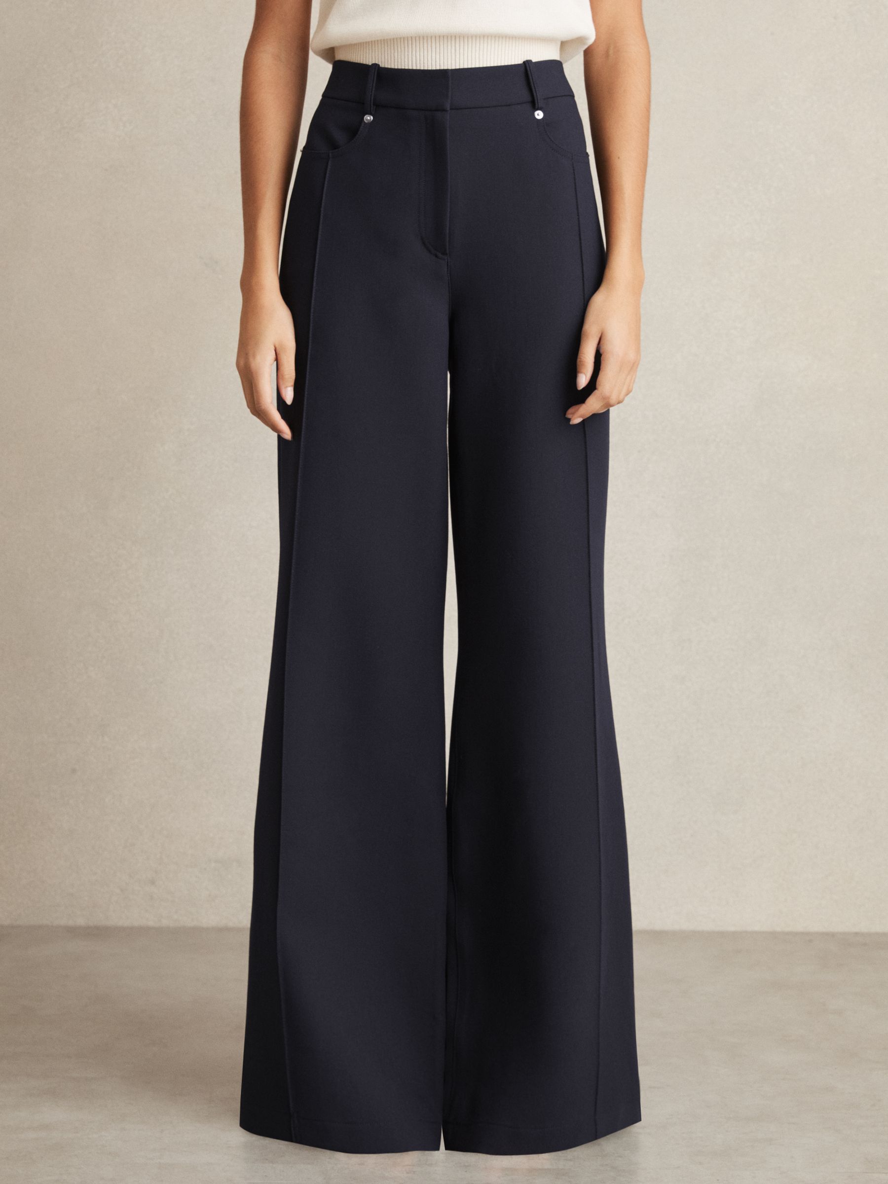 Petite Palazzo Tailored Trousers in Navy