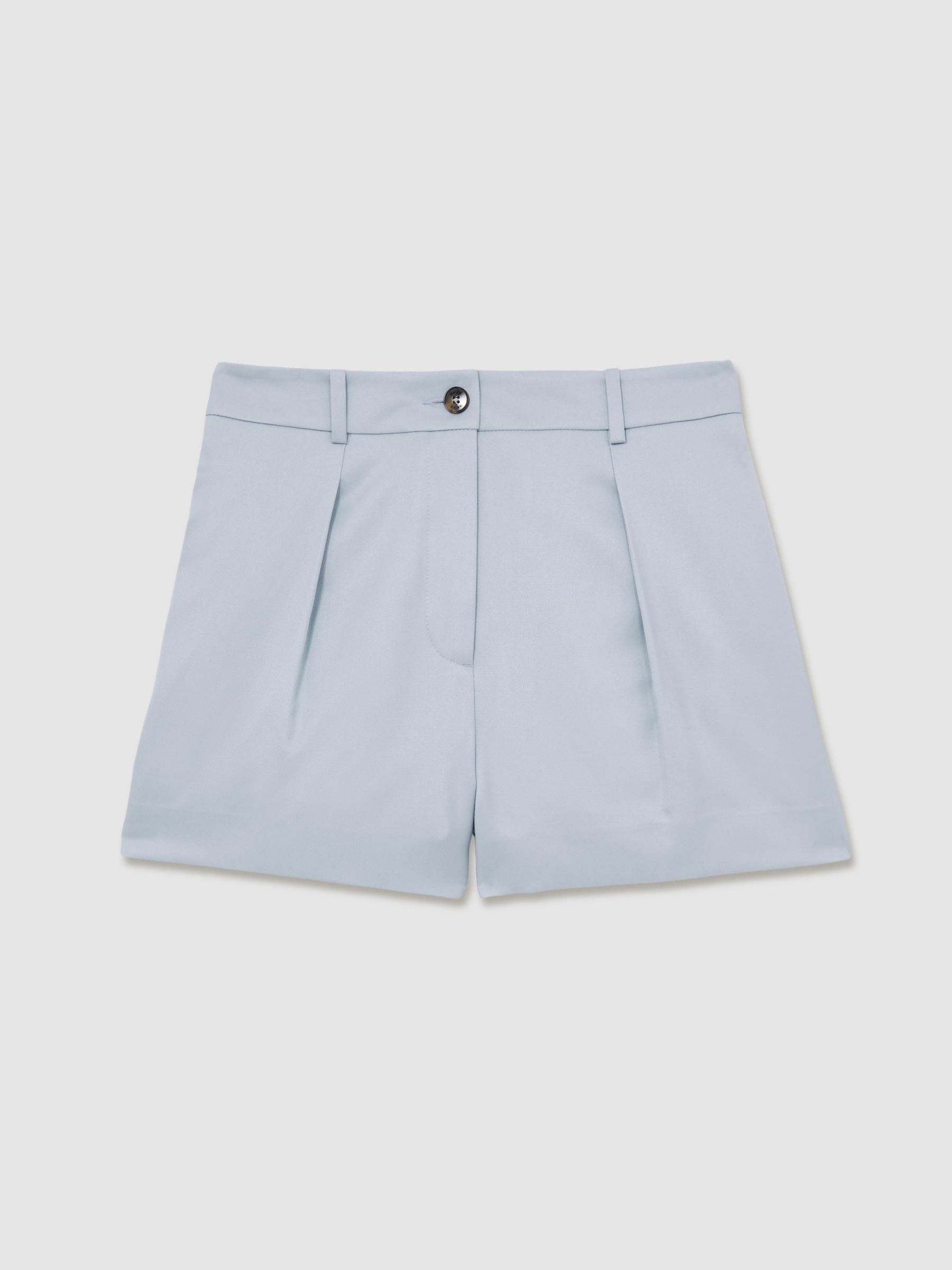 Single-Pleat Tailored Shorts in Blue
