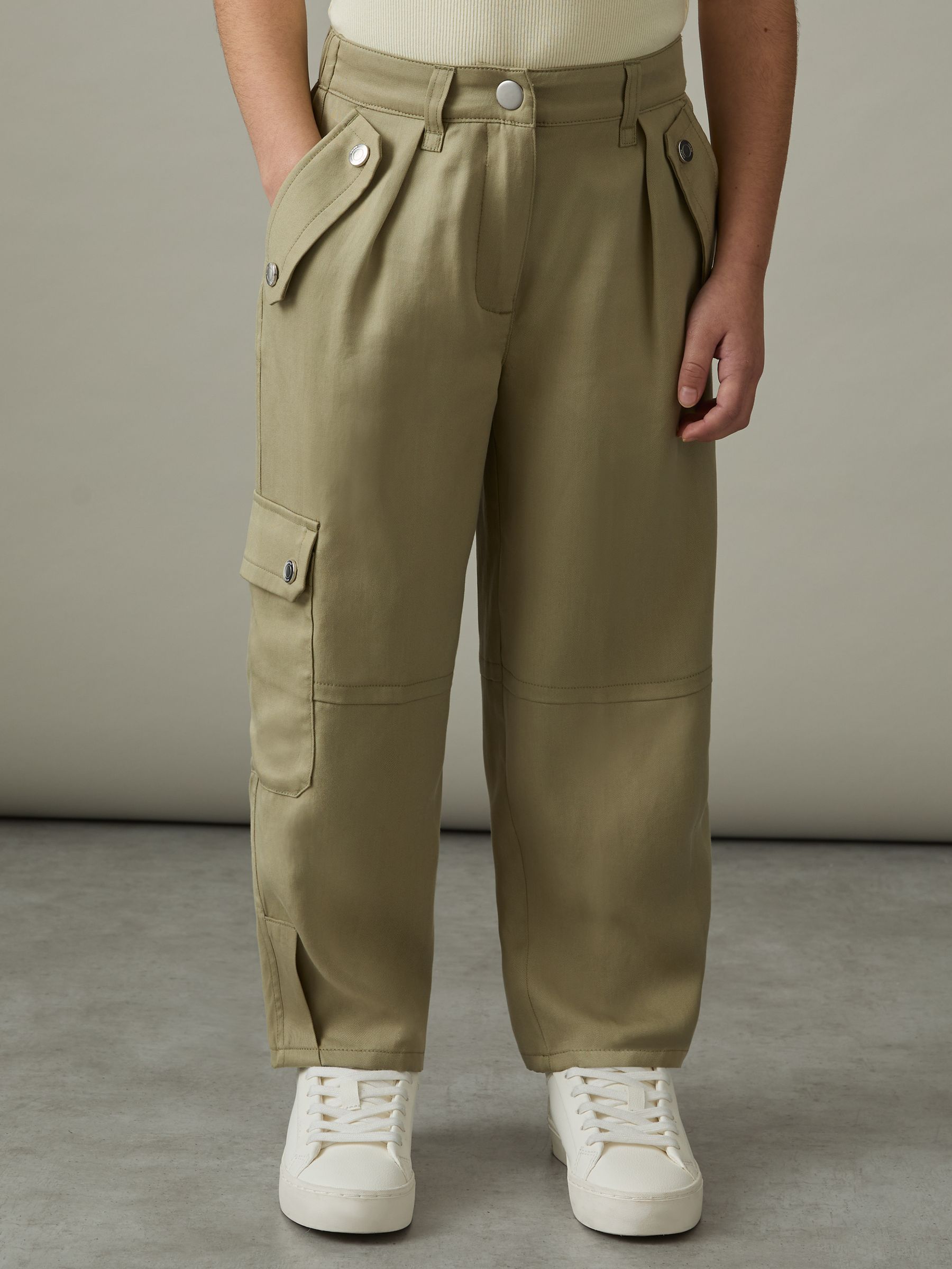 9-13 yrs Lyocell-Linen Cargo Trousers in Khaki