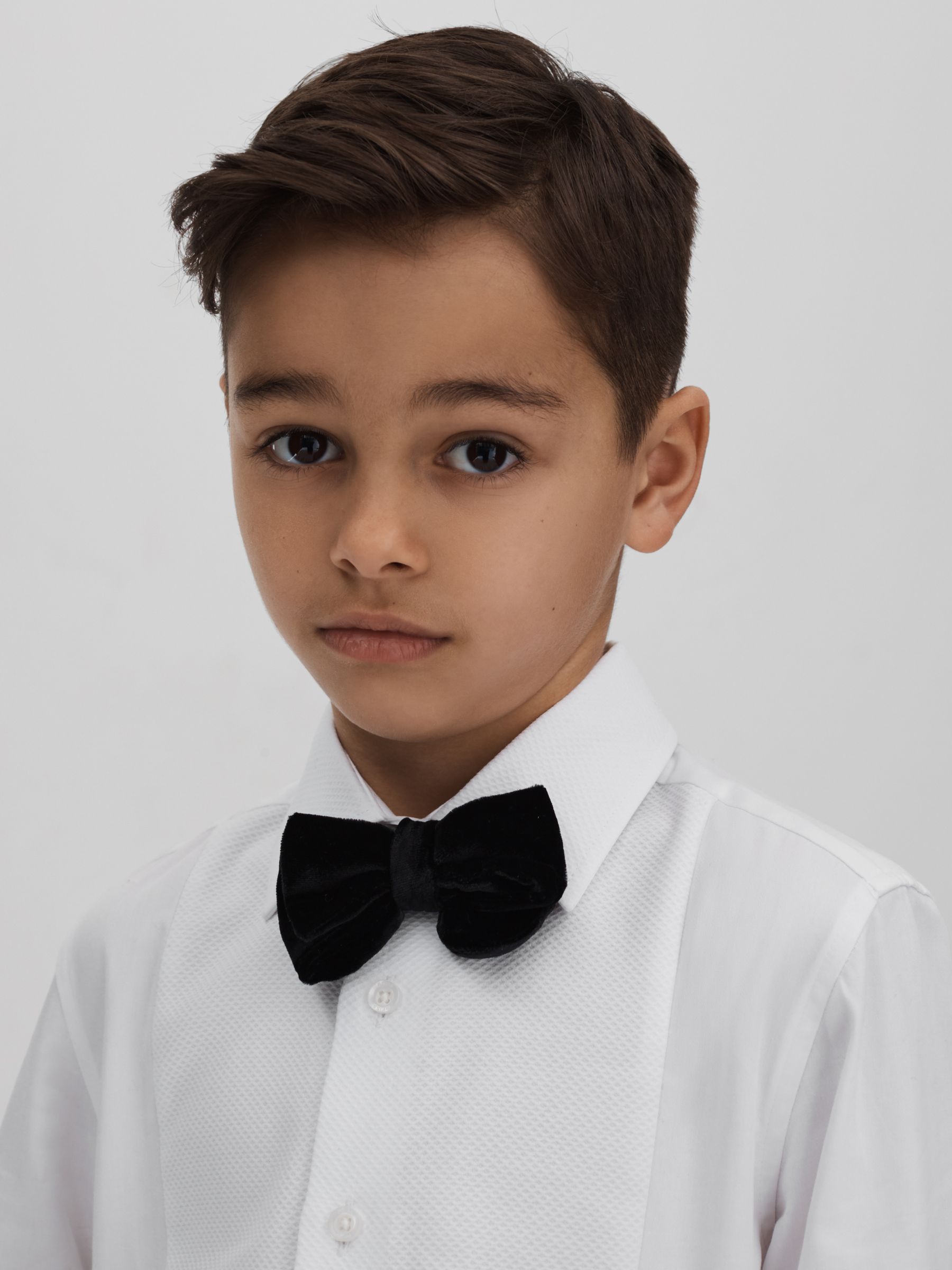 9-14 yrs Slim Fit Textured Bib Dinner Shirt in White