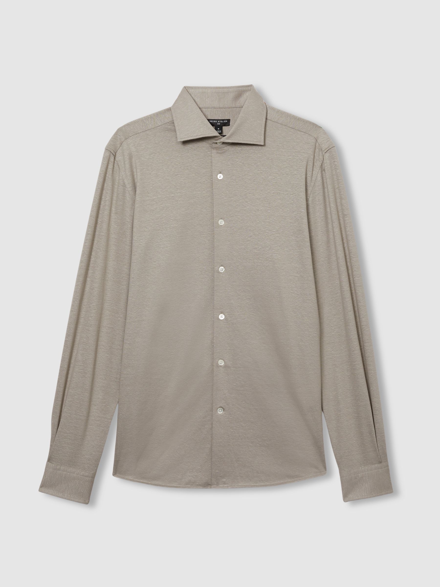 Atelier Linen-Blend-Jersey Shirt in Grey Melange