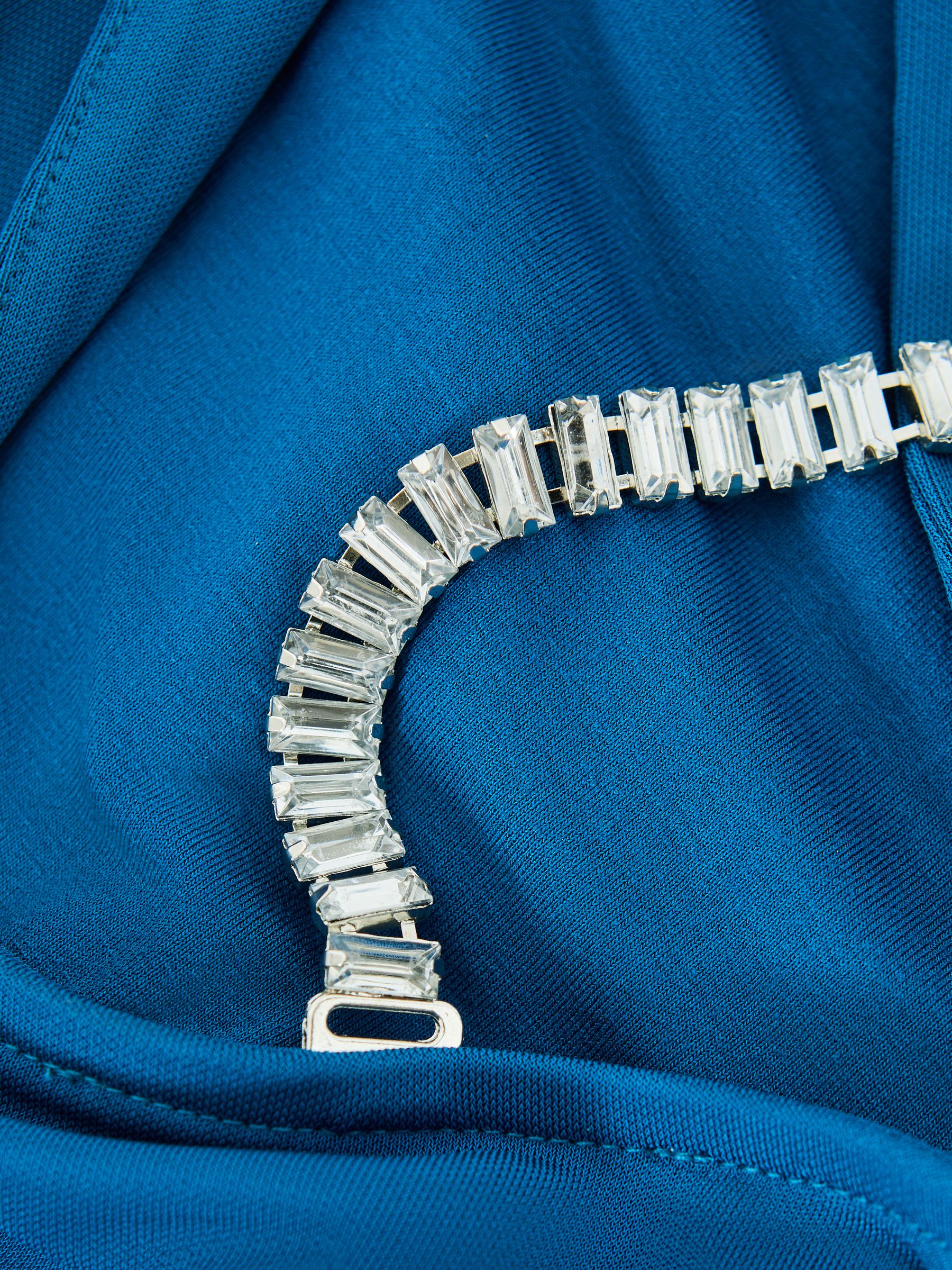 Embellished Chain Bodycon Mini Dress in Teal