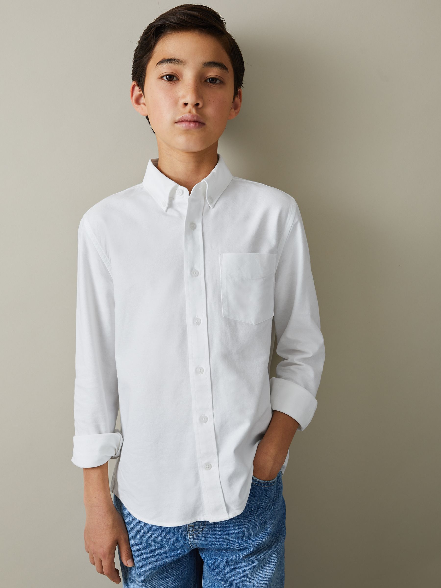 3-9 yrs Button Down Oxford Shirt in White