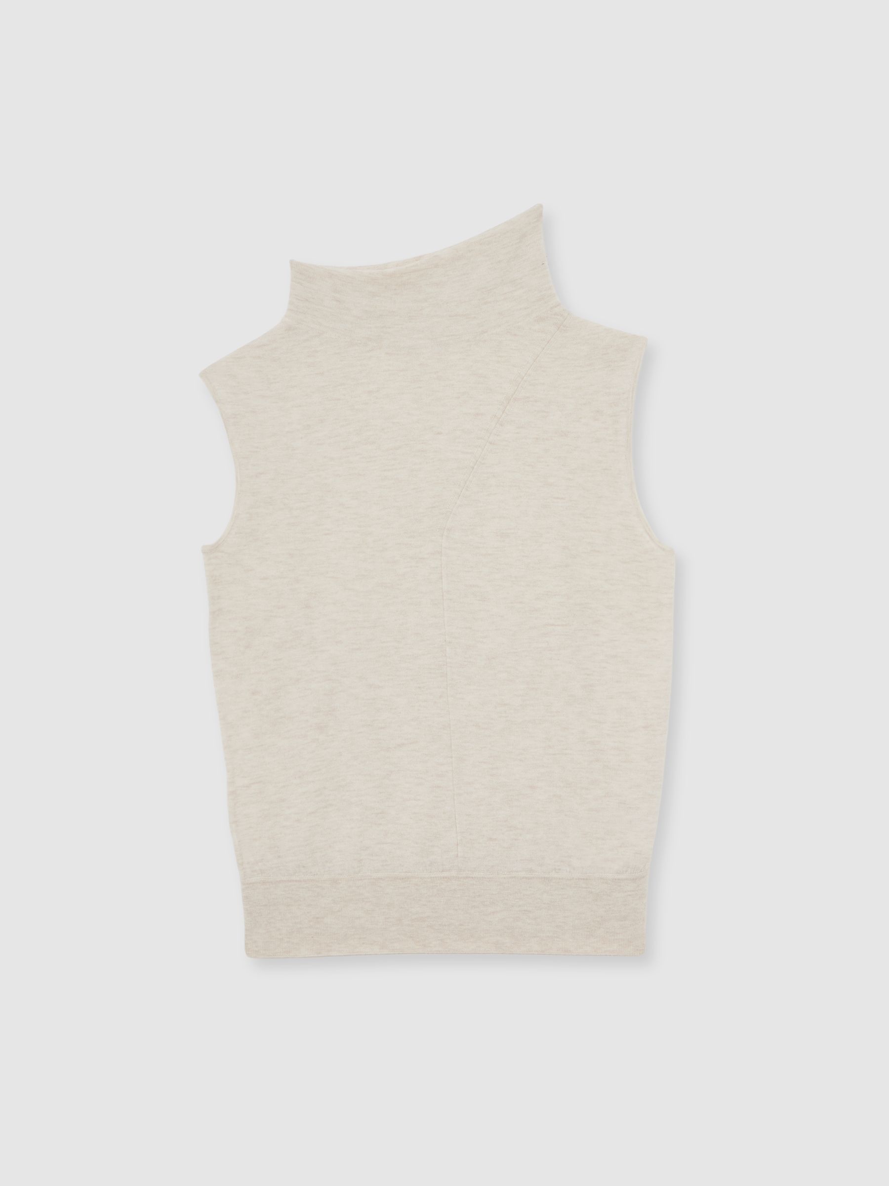 Wool Slouched Sleeveless Top in Stone Neutral