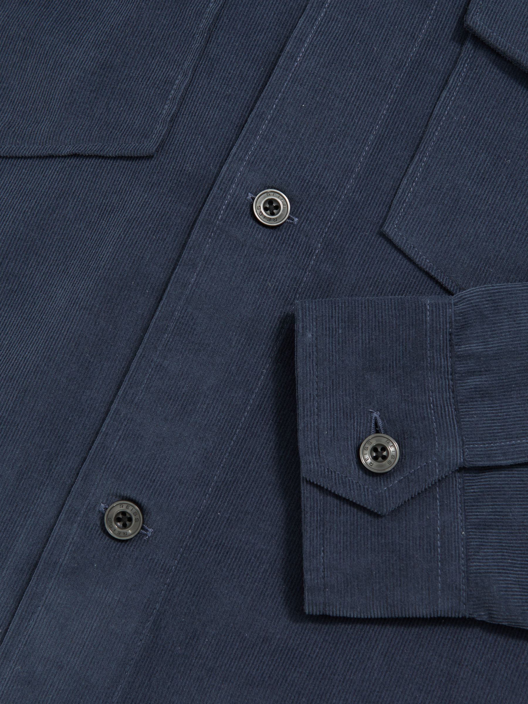 Cotton Corduroy Twin-Pocket Overshirt in Airforce Blue