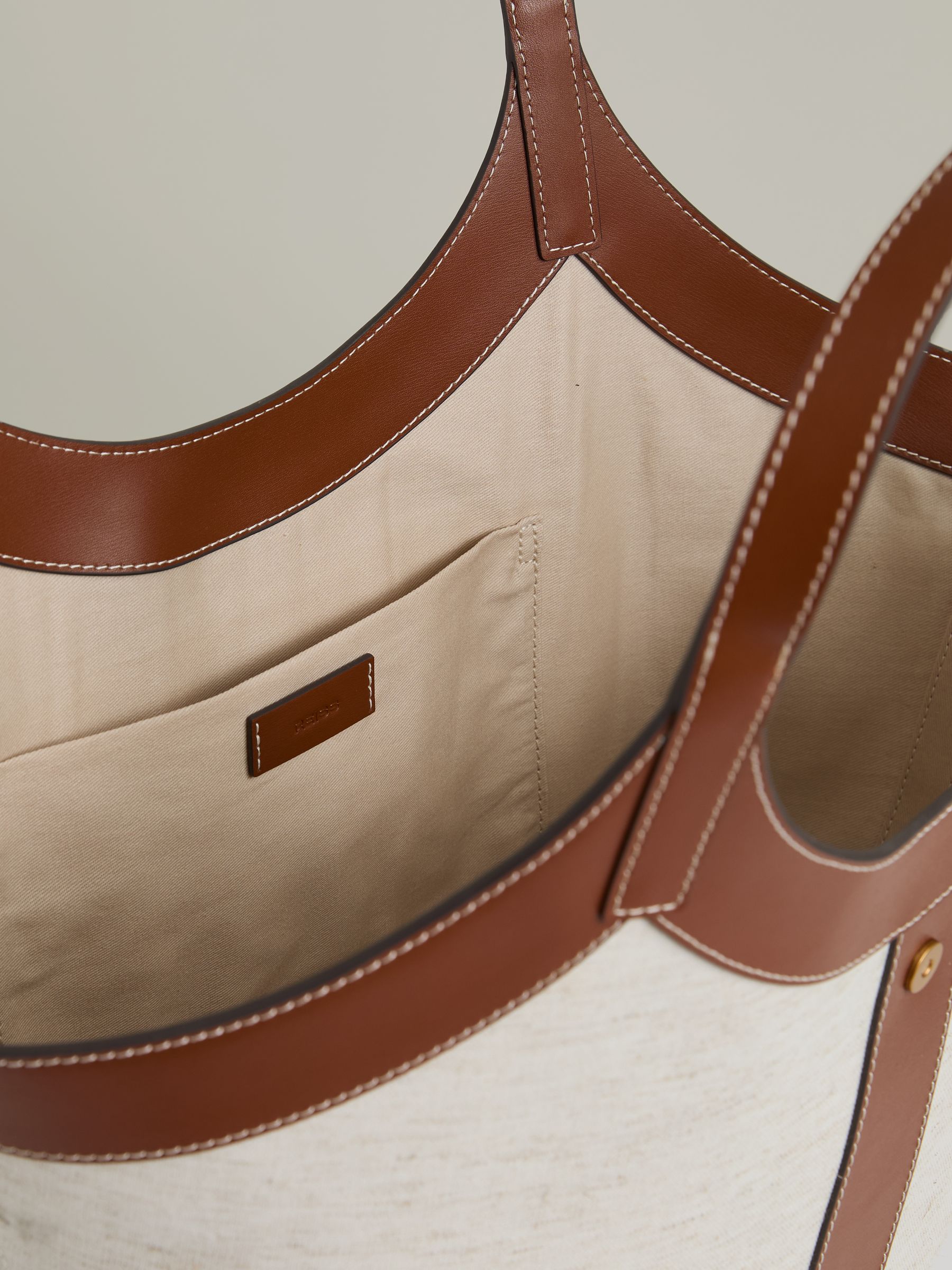 Canvas And Leather Tote Bag in Natural