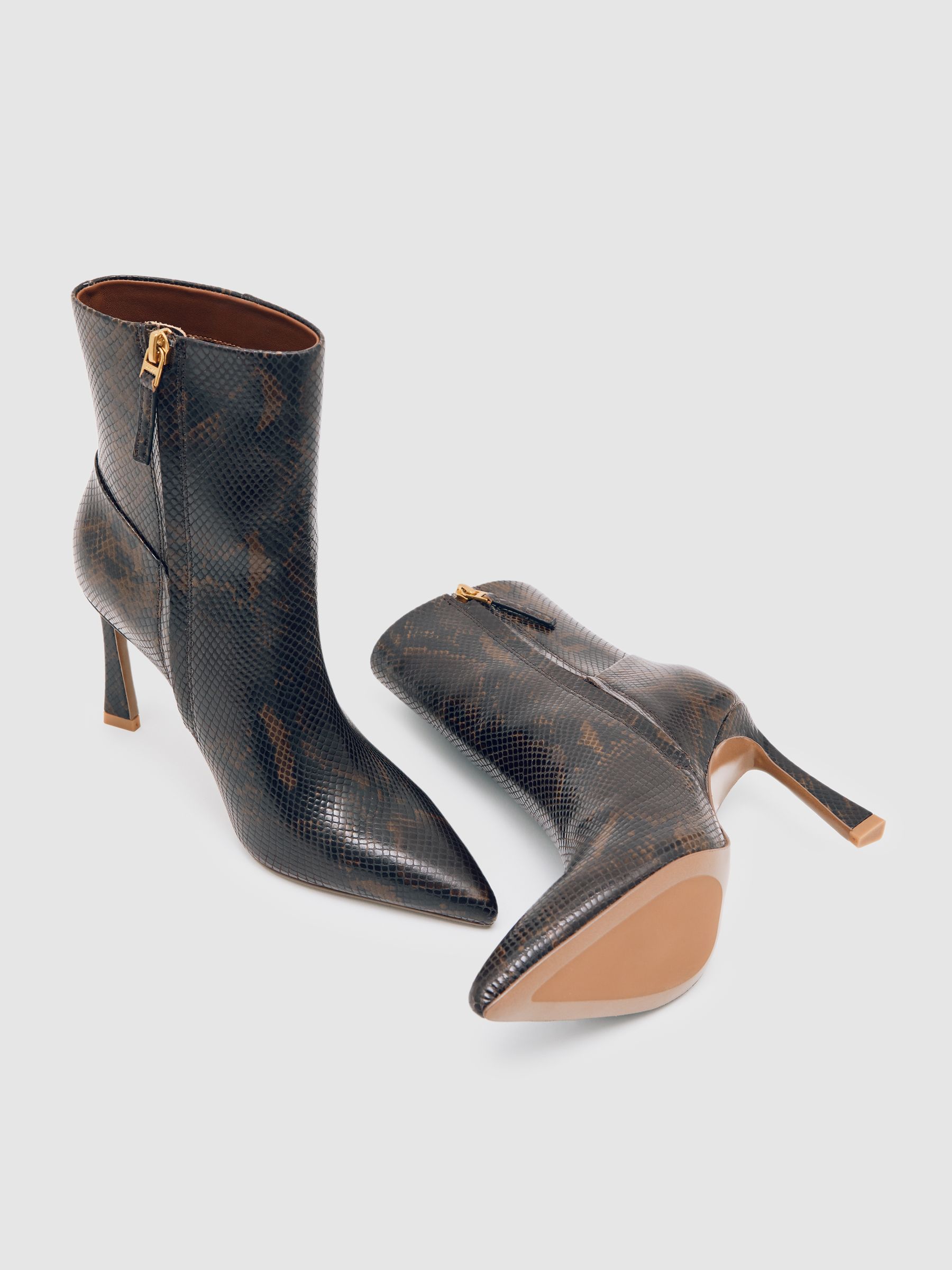 Knee High Leather Boots in Snake