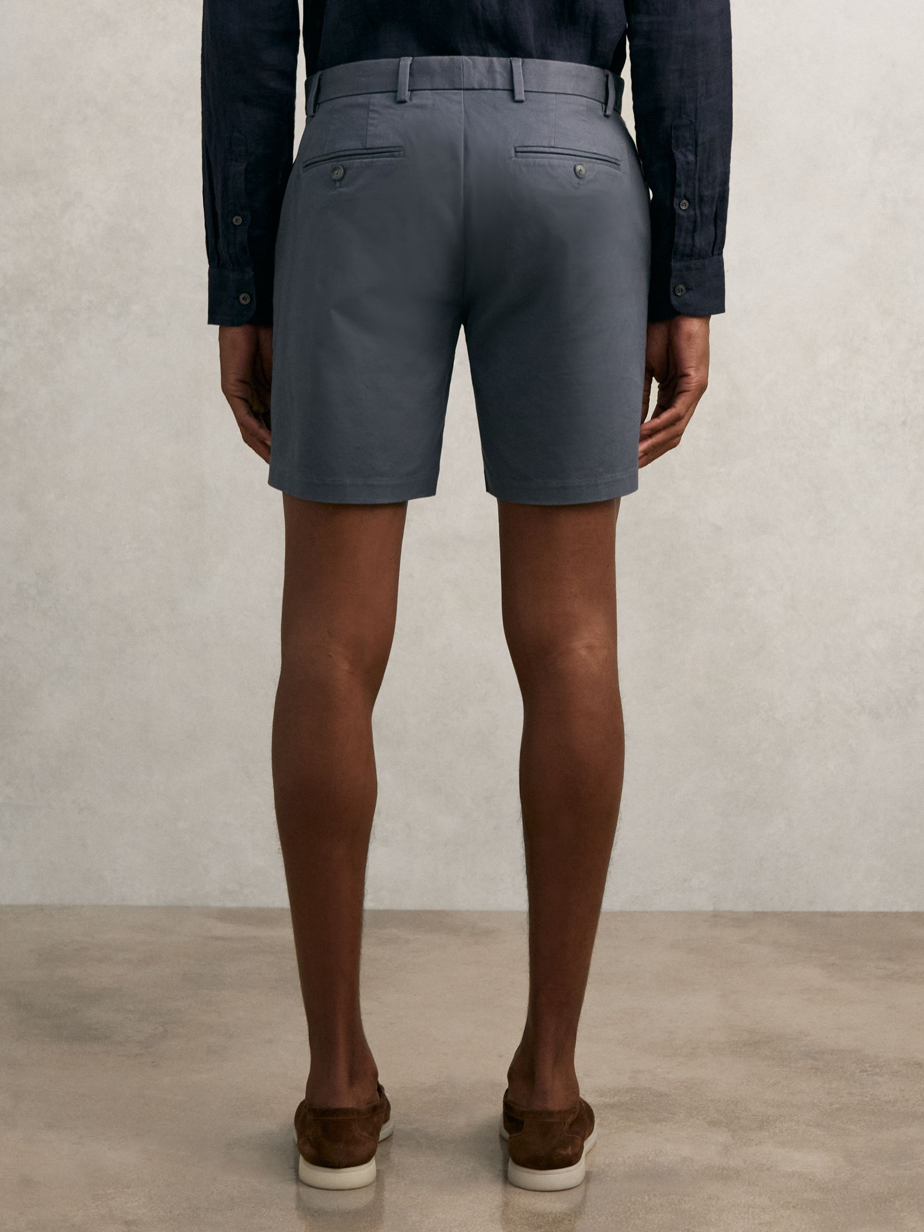 Short Length Casual Chino Shorts in Airforce Blue